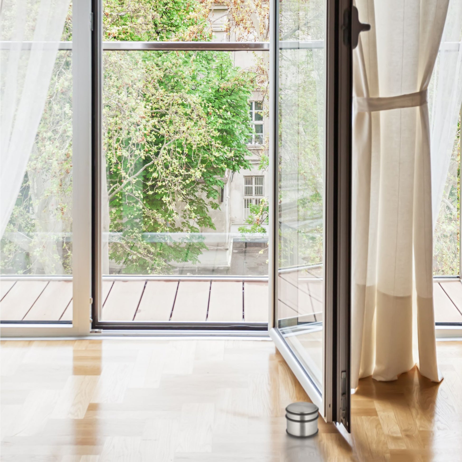 Edelstahl Türstopper 4er-Set Schwarz-Silber von Relaxdays