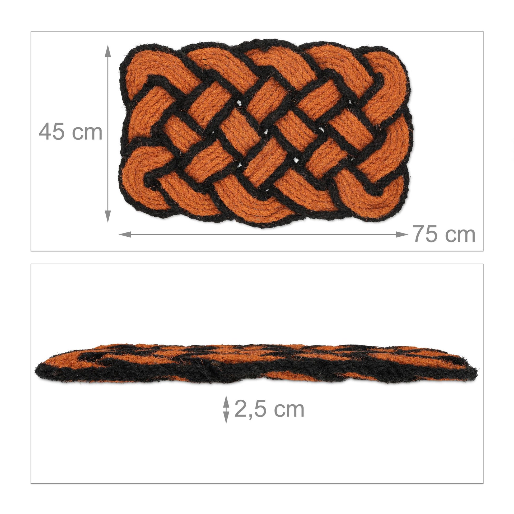Fussmatte Kokos Knoten Orange-Schwarz von Relaxdays