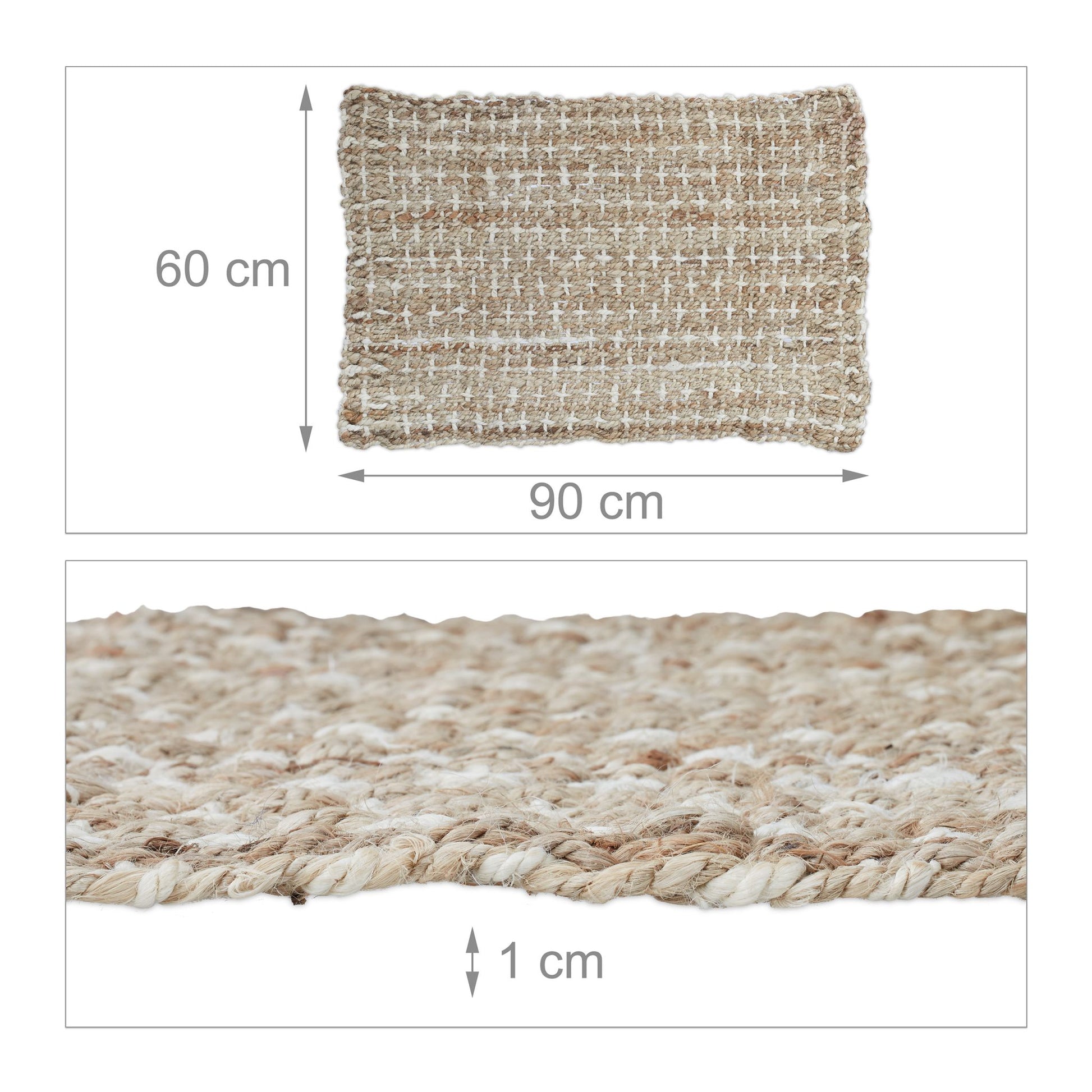 Jute Teppich 60x90cm Beige-Creme von guteszeug.ch