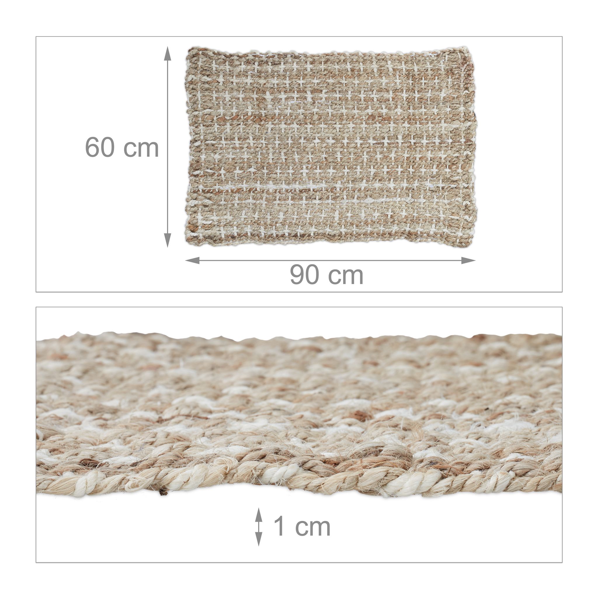 Jute Teppich 60x90cm Beige-Creme von guteszeug.ch