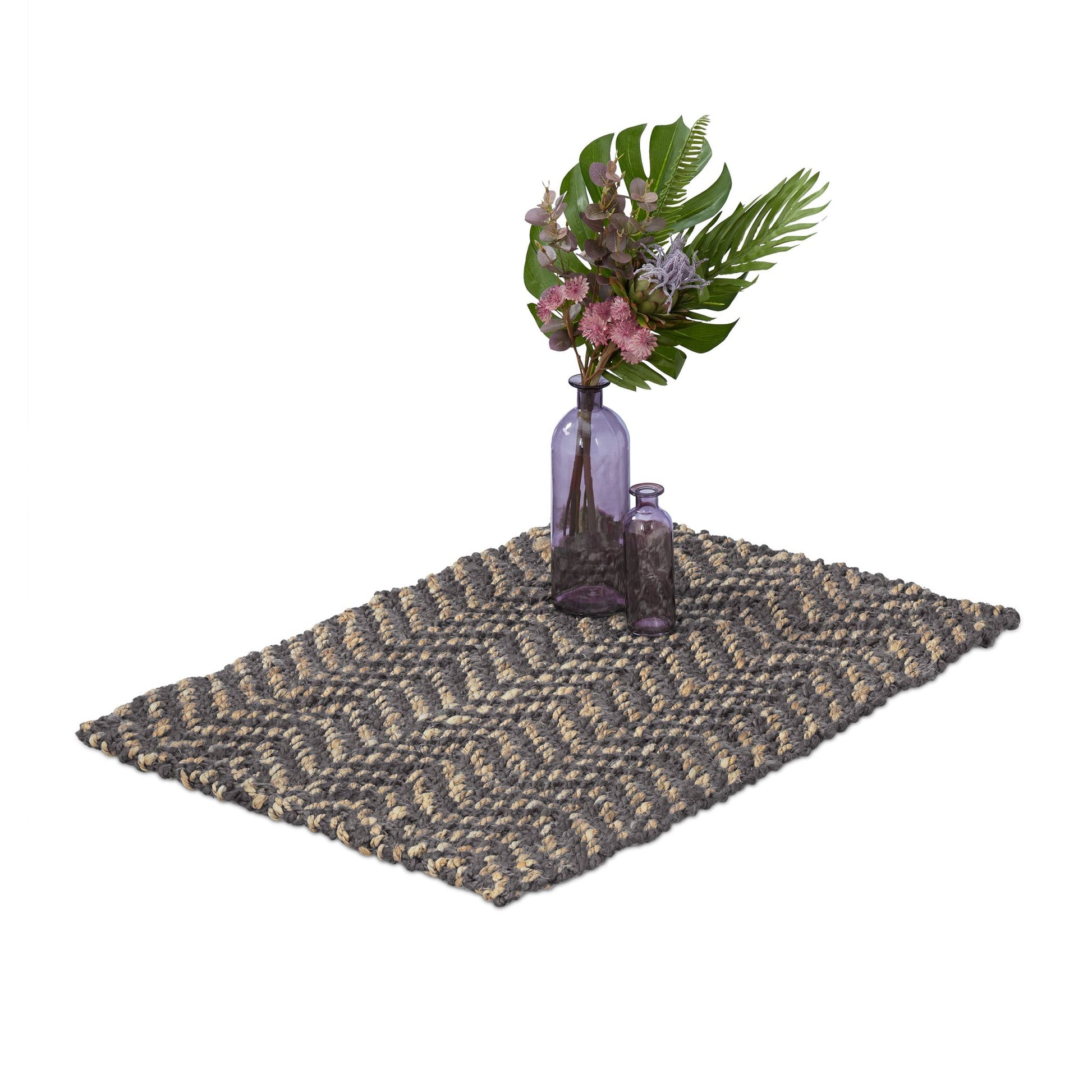 Jute Teppich 60x90cm Anthrazit-Beige von guteszeug.ch