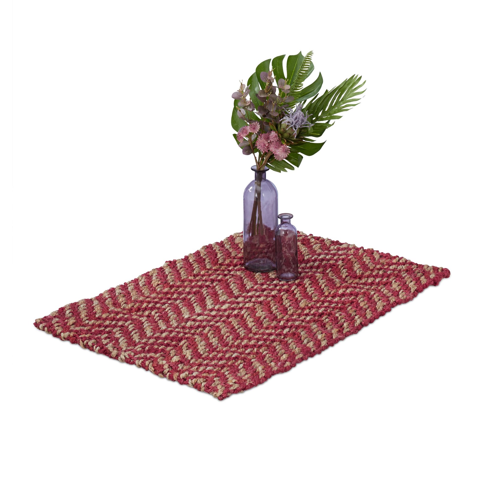 Jute Teppich 60x90cm Beige-Dunkelrot von guteszeug.ch