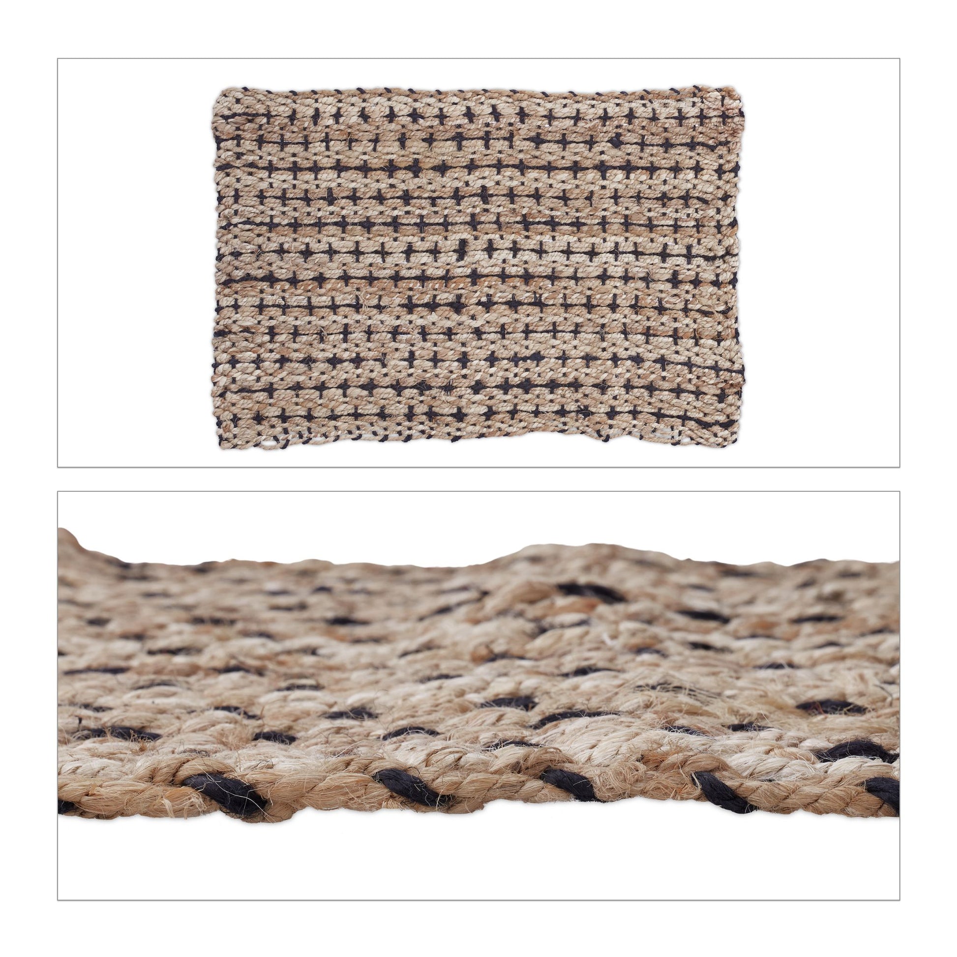 Jute Teppich 60x90cm Beige-Schwarz von guteszeug.ch