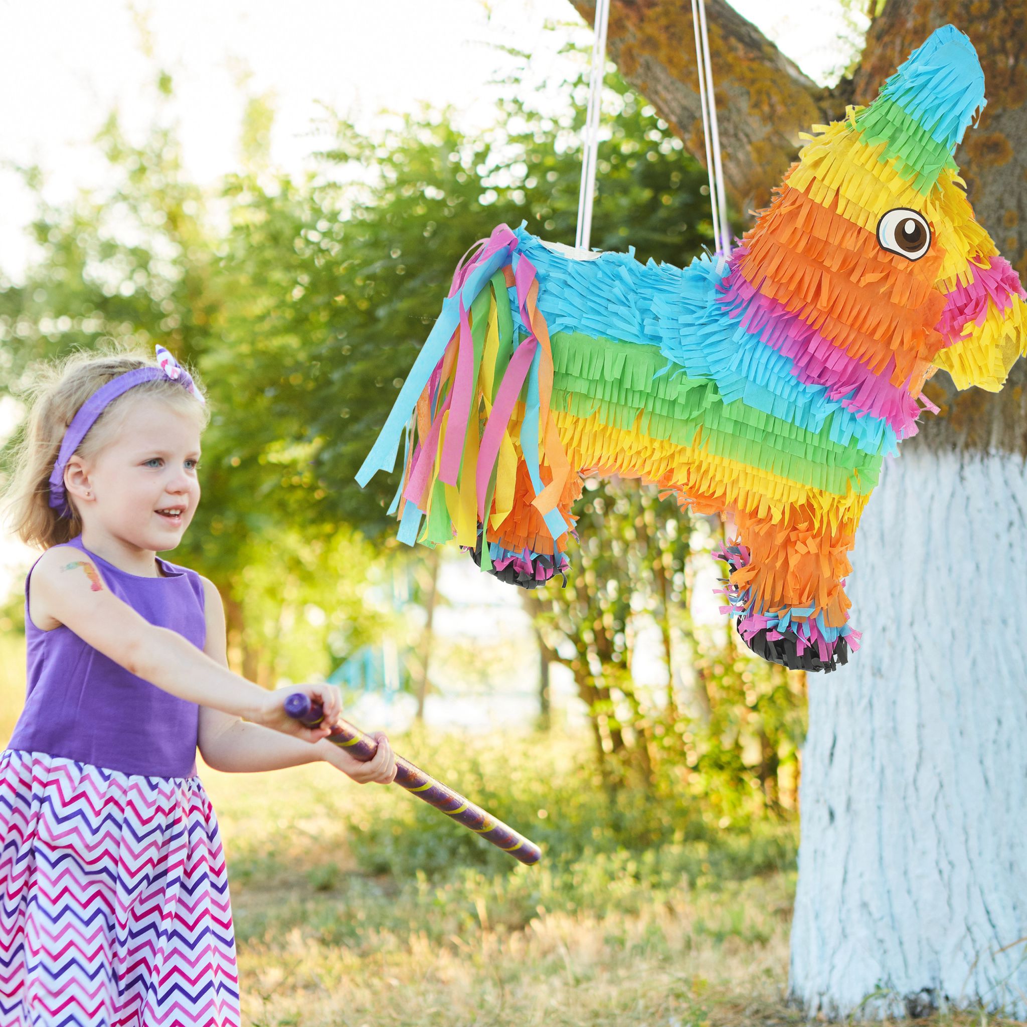 Pinata Esel Blau-Gelb-Orange von Relaxdays
