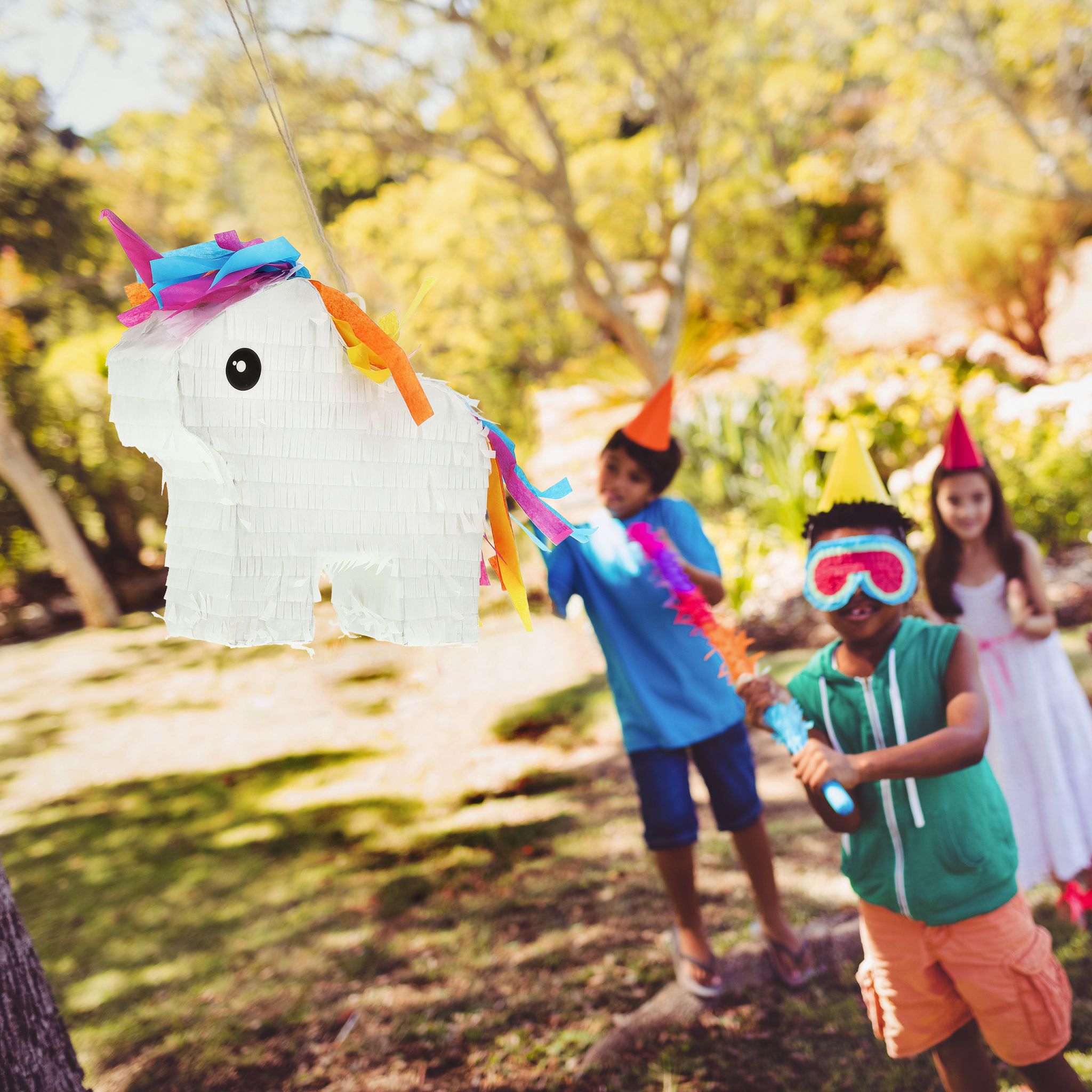 Mini-Pinata Einhorn Weiss-Blau-Pink von Relaxdays