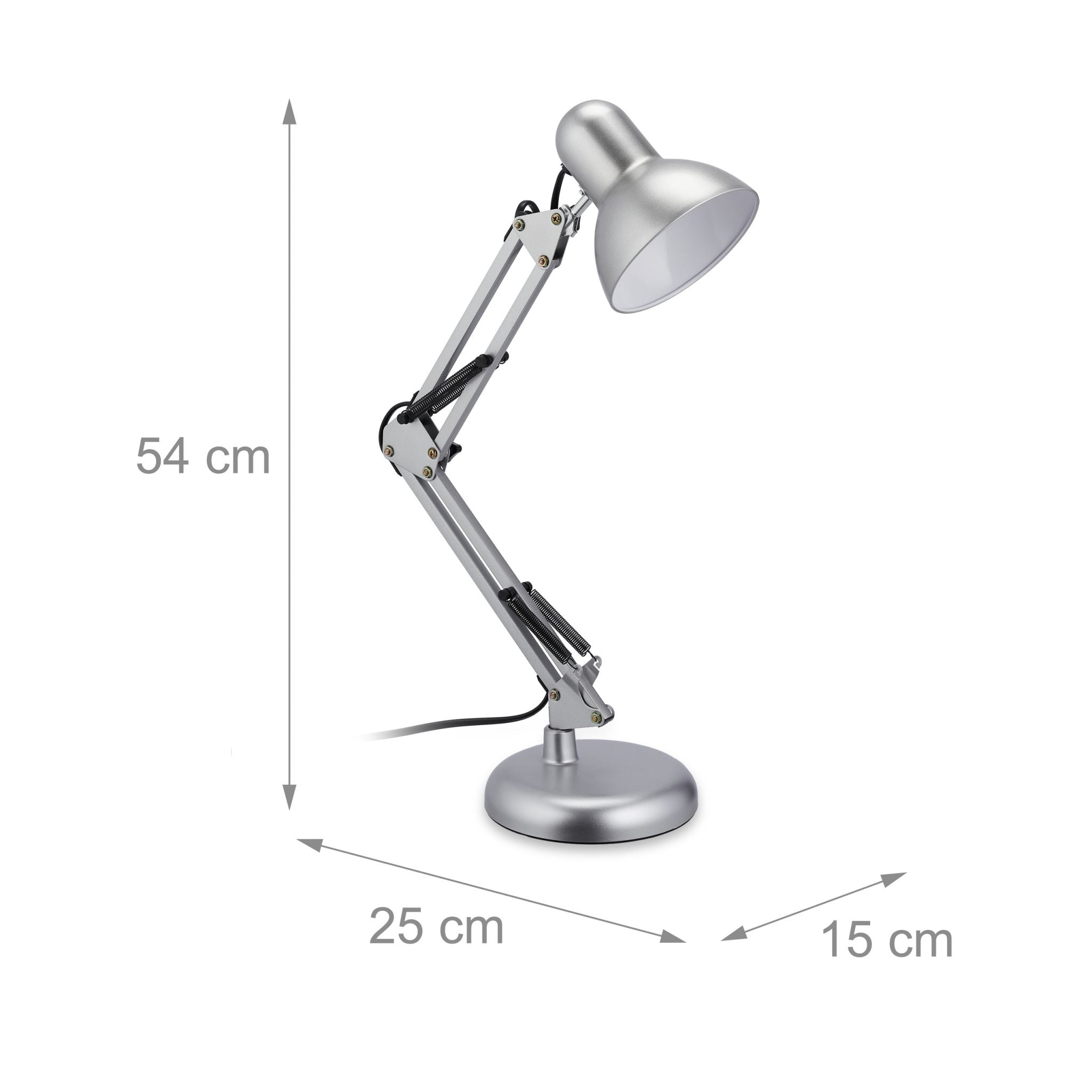 Retro Schreibtischlampe silber Schwarz-Silber von Relaxdays