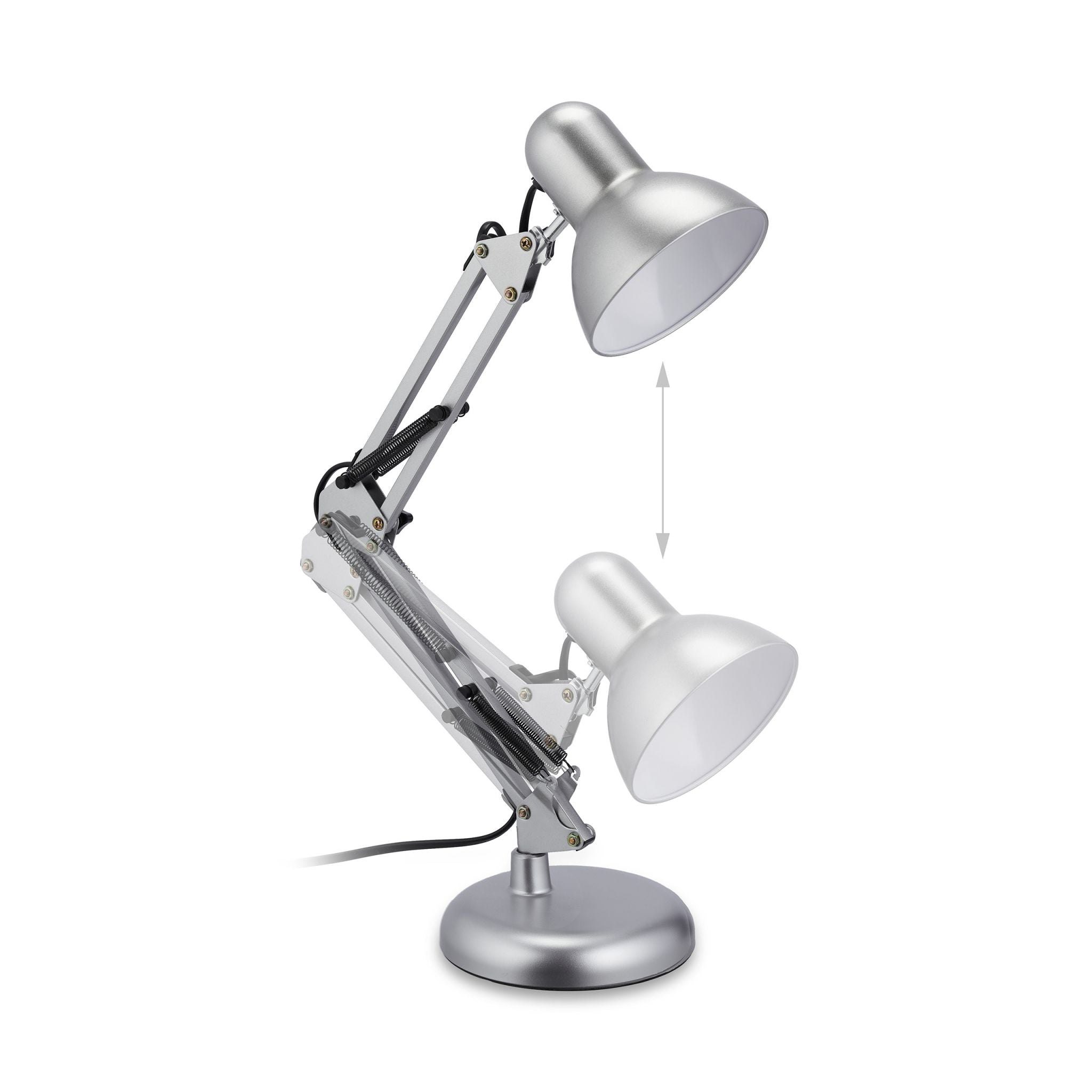 Retro Schreibtischlampe silber Schwarz-Silber von Relaxdays