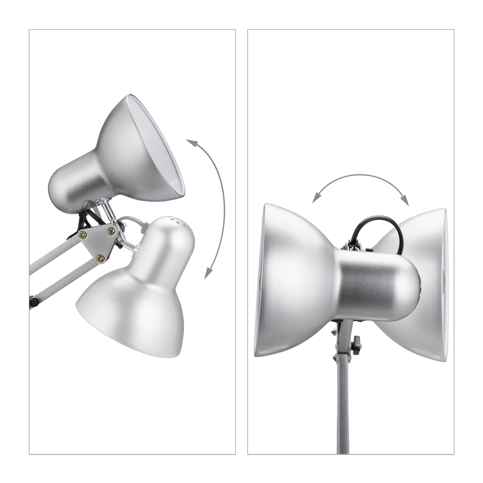 Retro Schreibtischlampe silber Schwarz-Silber von Relaxdays