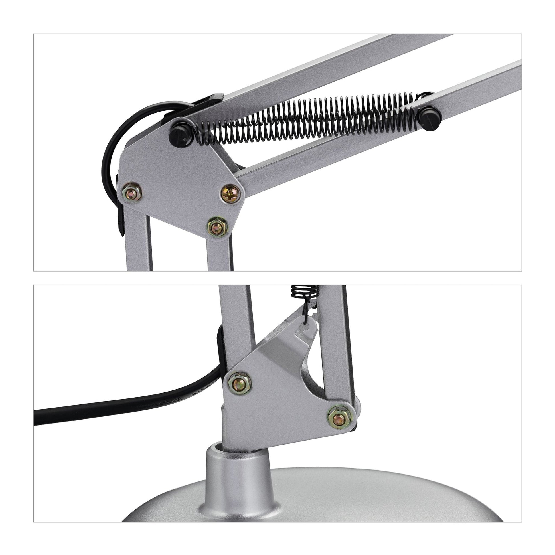 Retro Schreibtischlampe silber Schwarz-Silber von Relaxdays