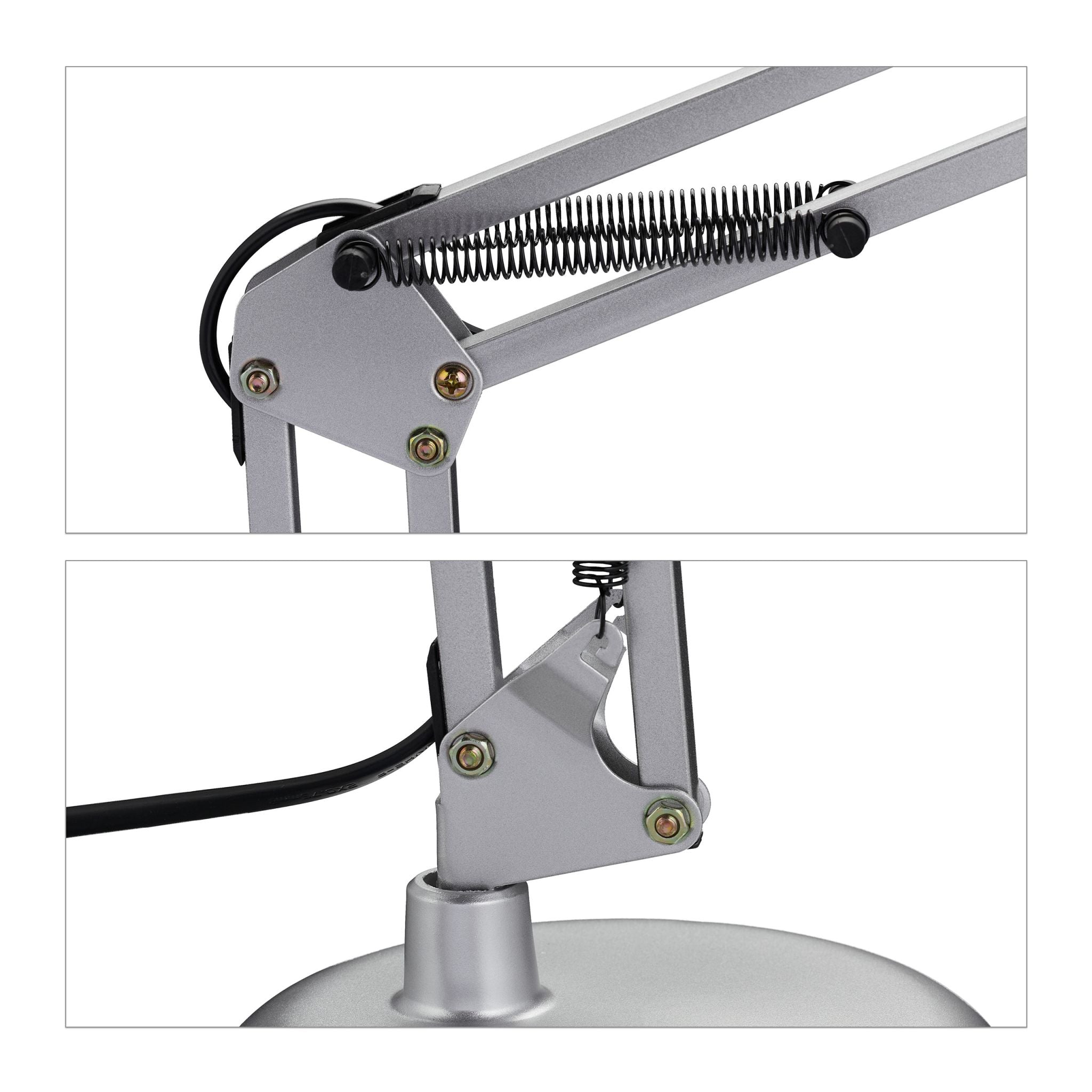 Retro Schreibtischlampe silber Schwarz-Silber von Relaxdays