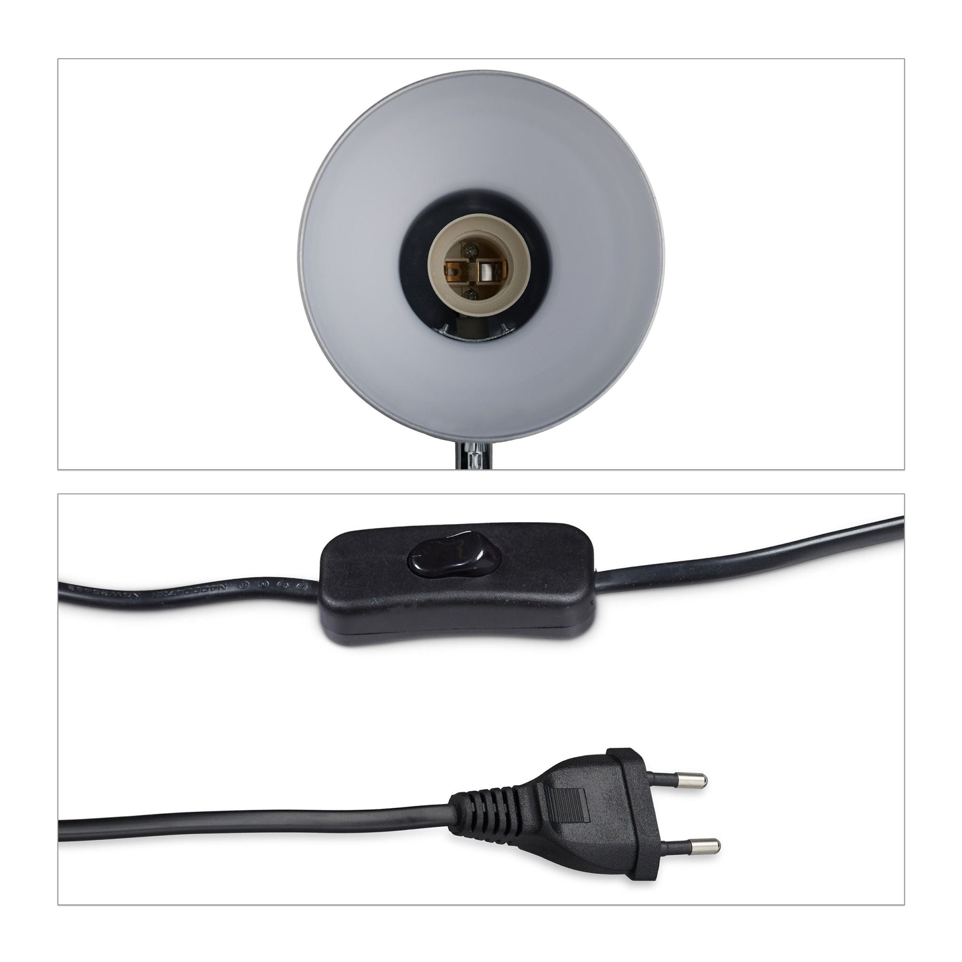 Retro Schreibtischlampe silber Schwarz-Silber von Relaxdays