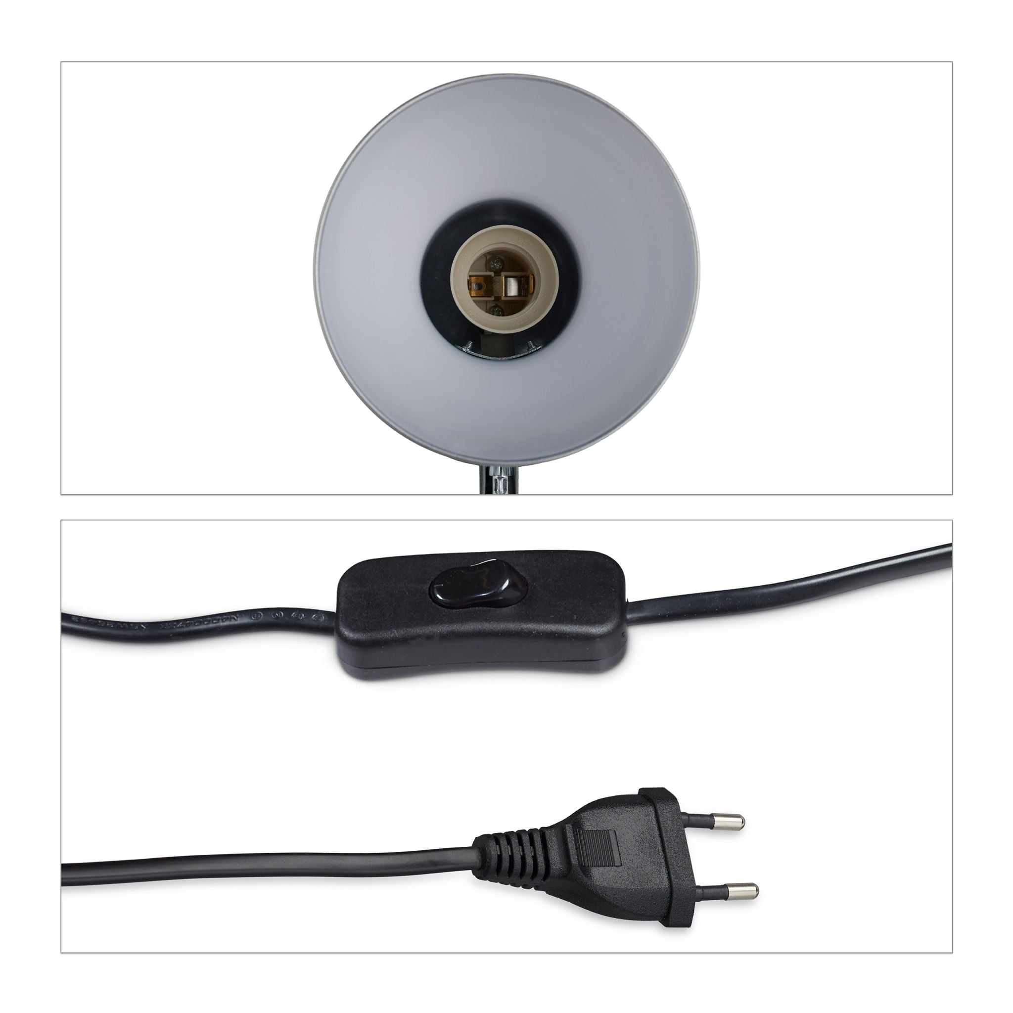 Retro Schreibtischlampe silber Schwarz-Silber von Relaxdays