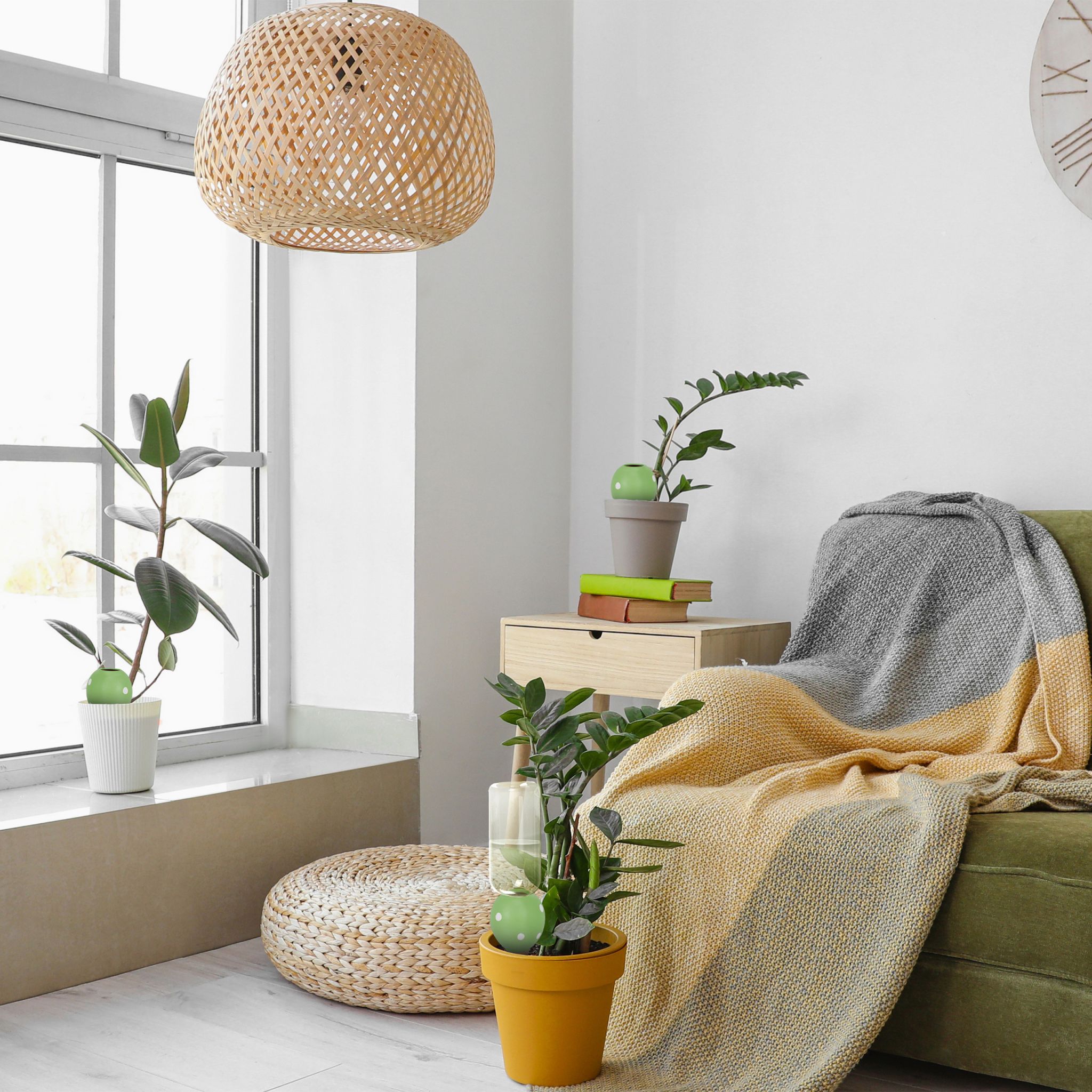 Tonkegel 4er-Set Weiss-Grün-Hellbraun von Relaxdays