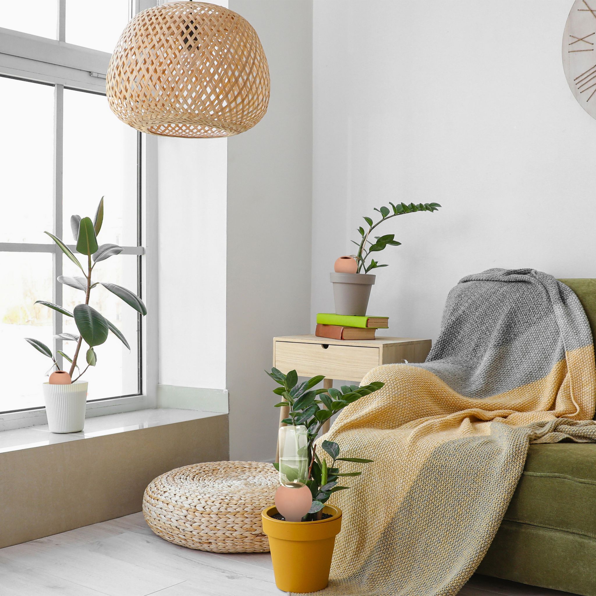 Grosse Tonkegel zur Bewässerung 4er-Set Hellbraun von Relaxdays