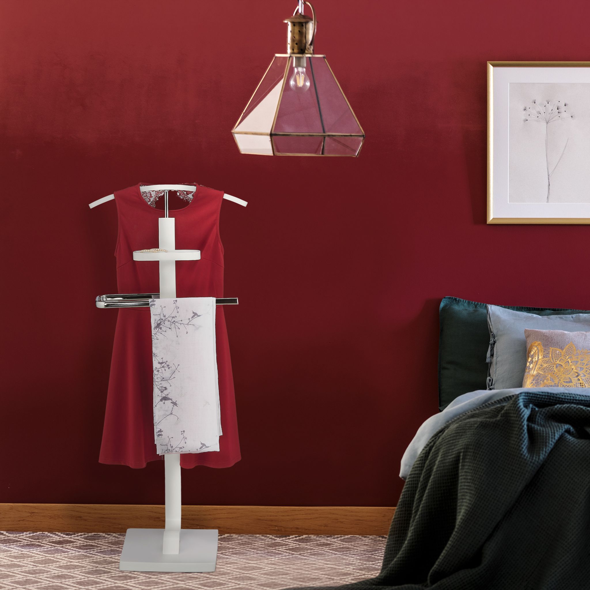 Herrendiener in Weiss Weiss-Silber von Relaxdays