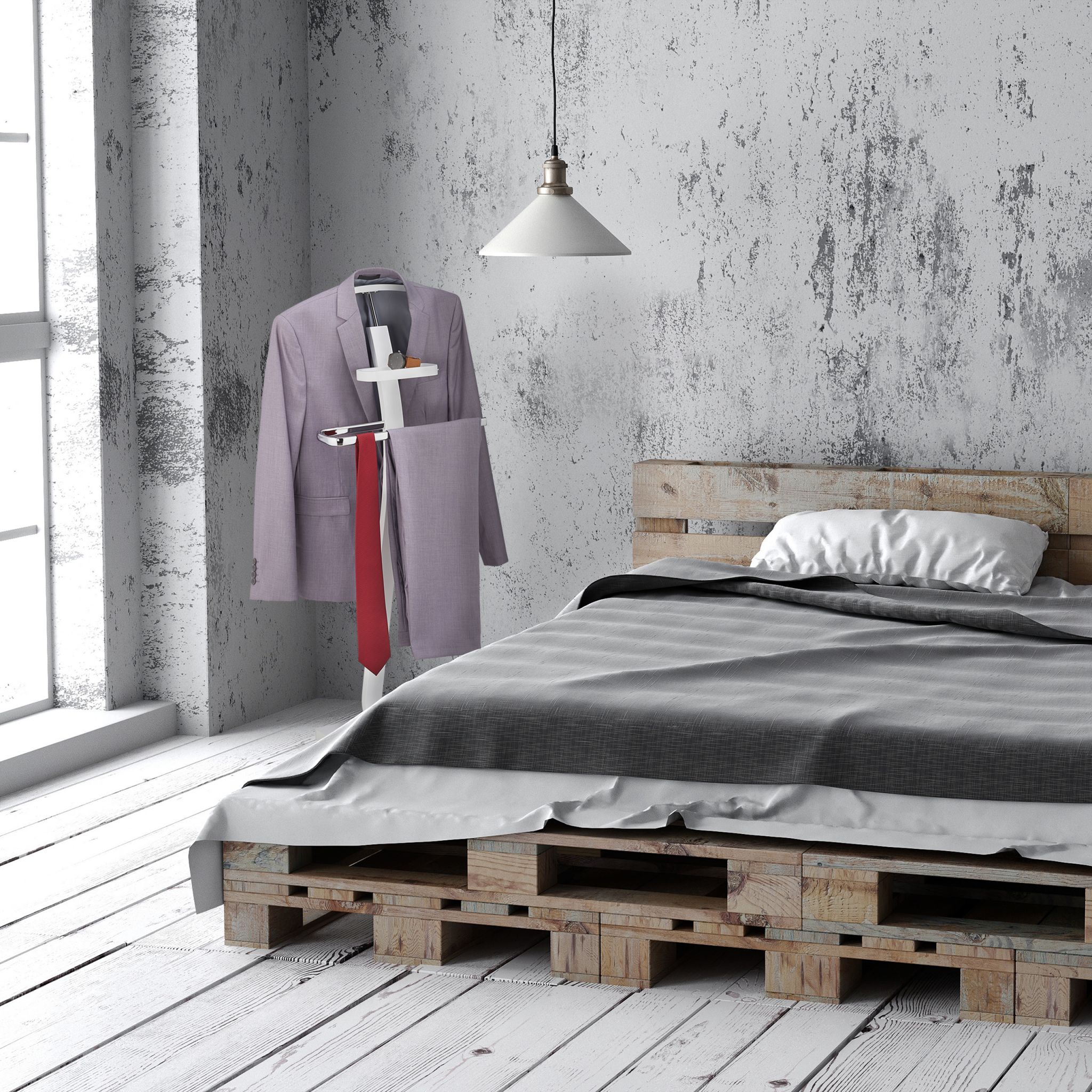 Herrendiener in Weiss Weiss-Silber von Relaxdays