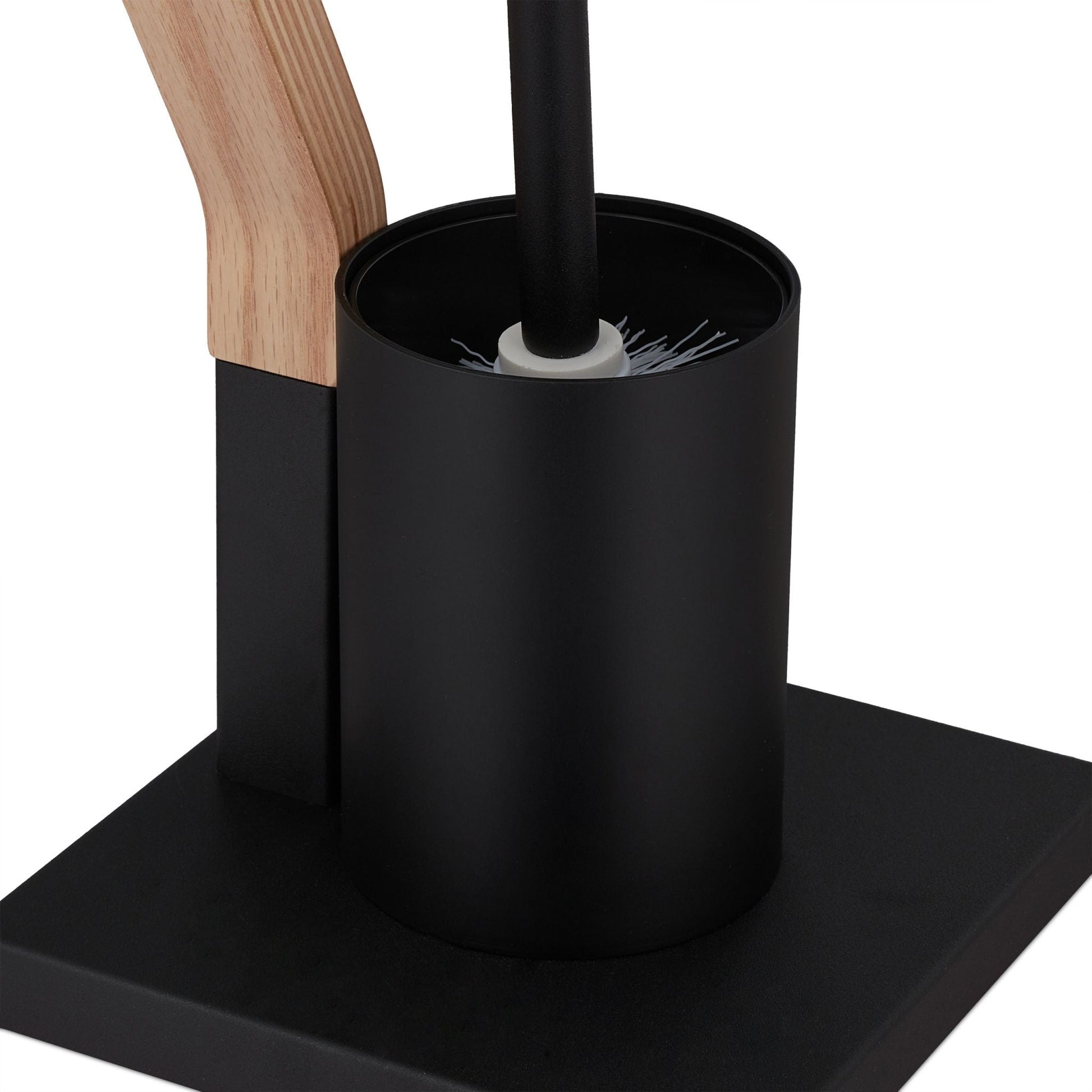 WC Garnitur Stahl & Holzoptik Hellbraun-Schwarz von Relaxdays