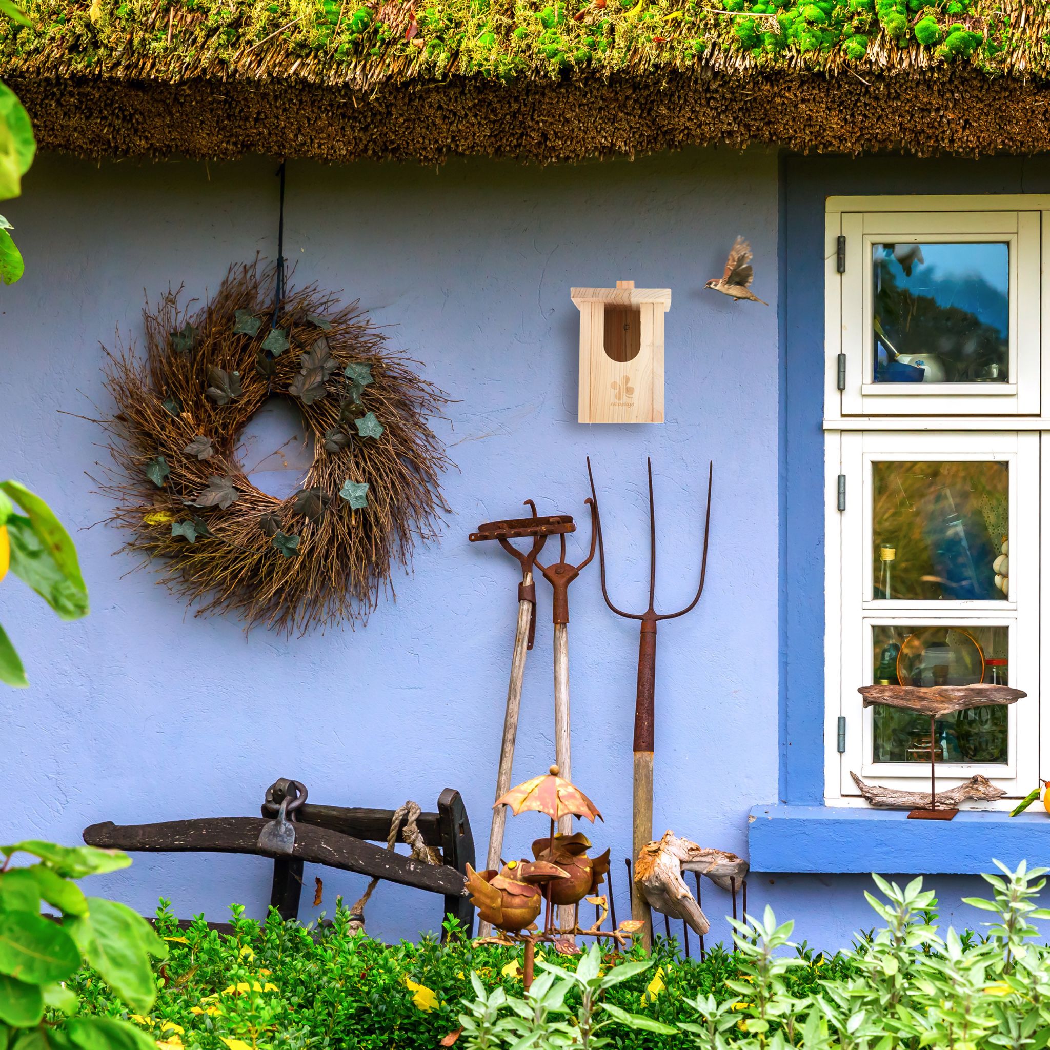 Nistkasten Naturholz Halbhöhlenbrüter Hellbraun von Relaxdays