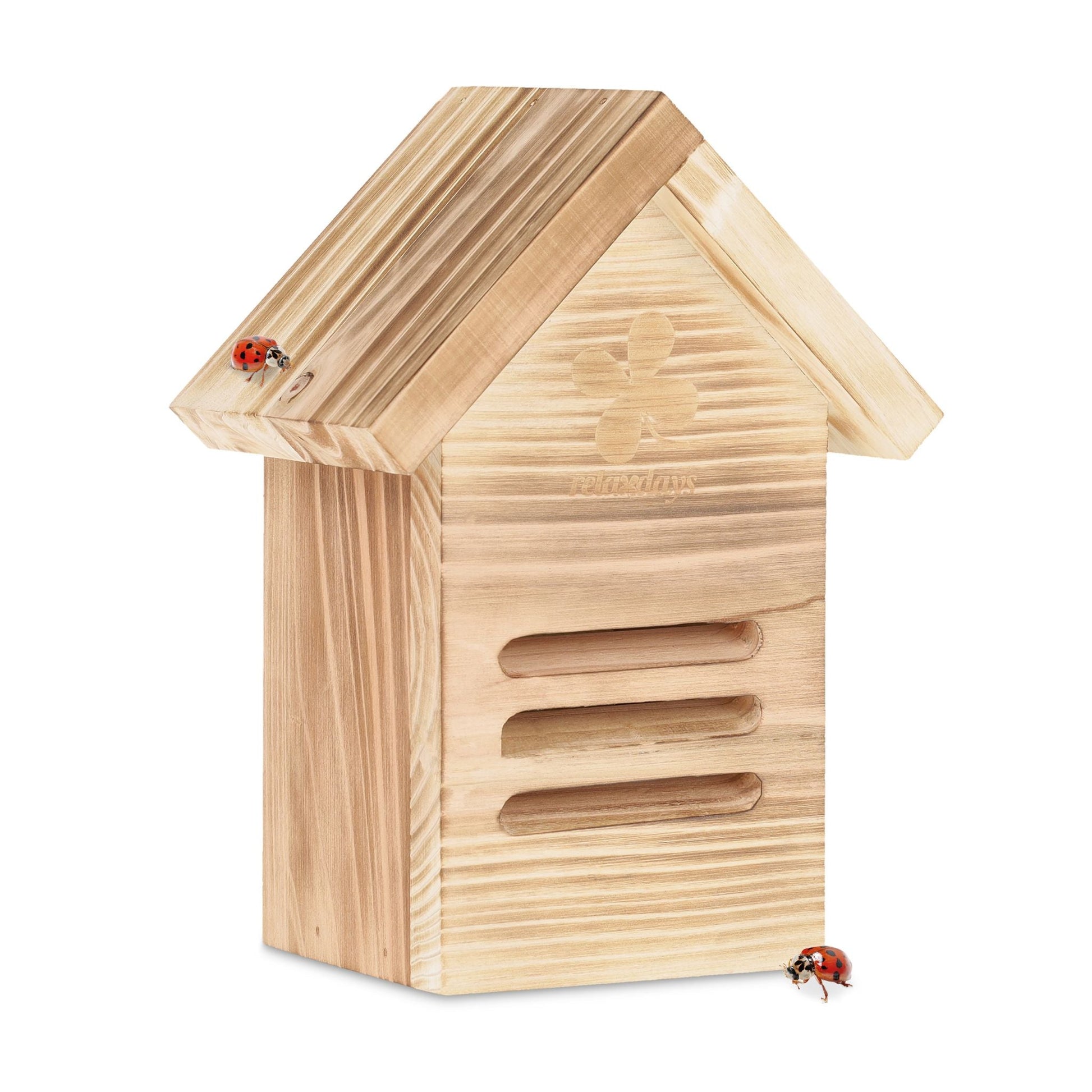 Marienkäferhaus Holz Braun-Hellbraun von Relaxdays