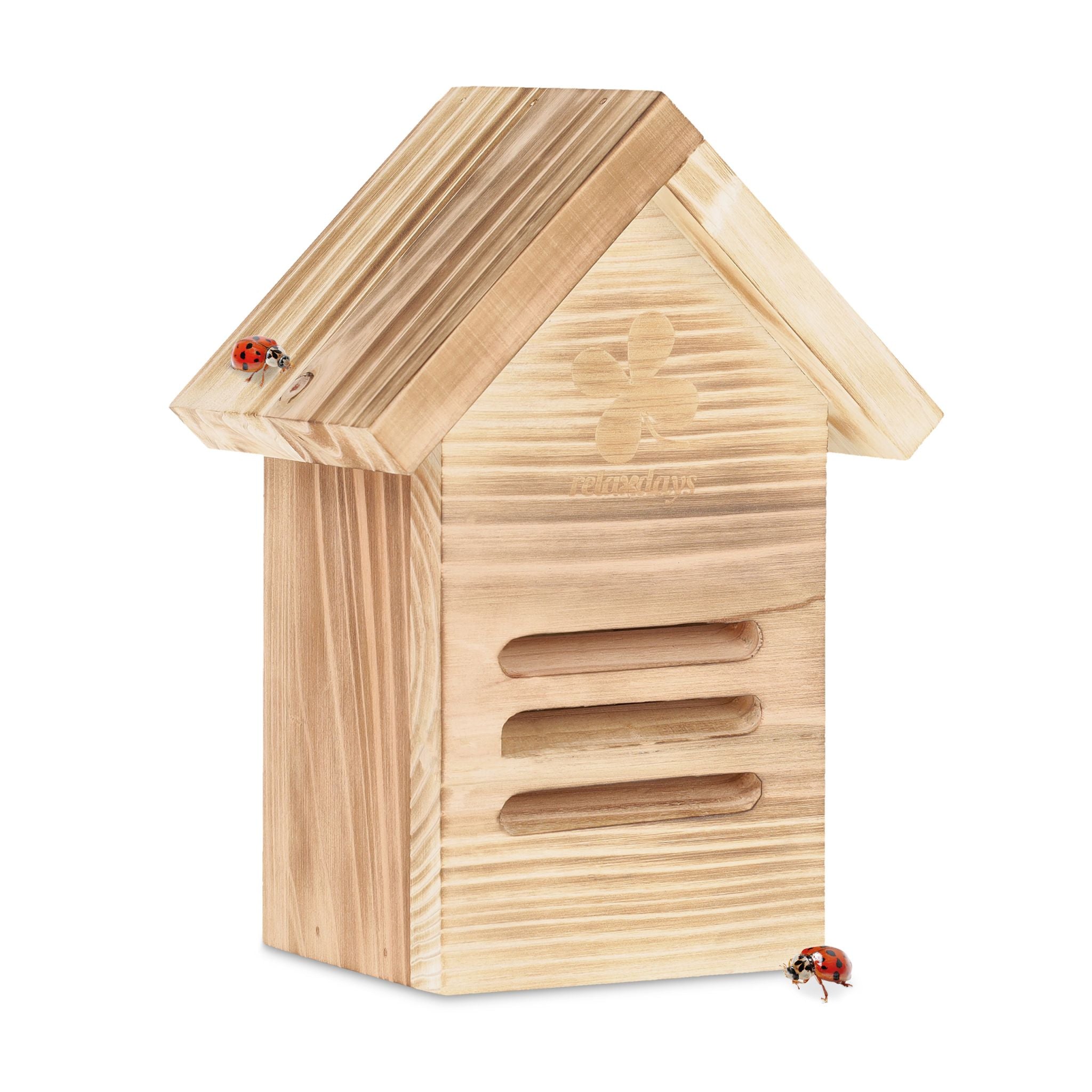 Marienkäferhaus Holz Braun-Hellbraun von Relaxdays