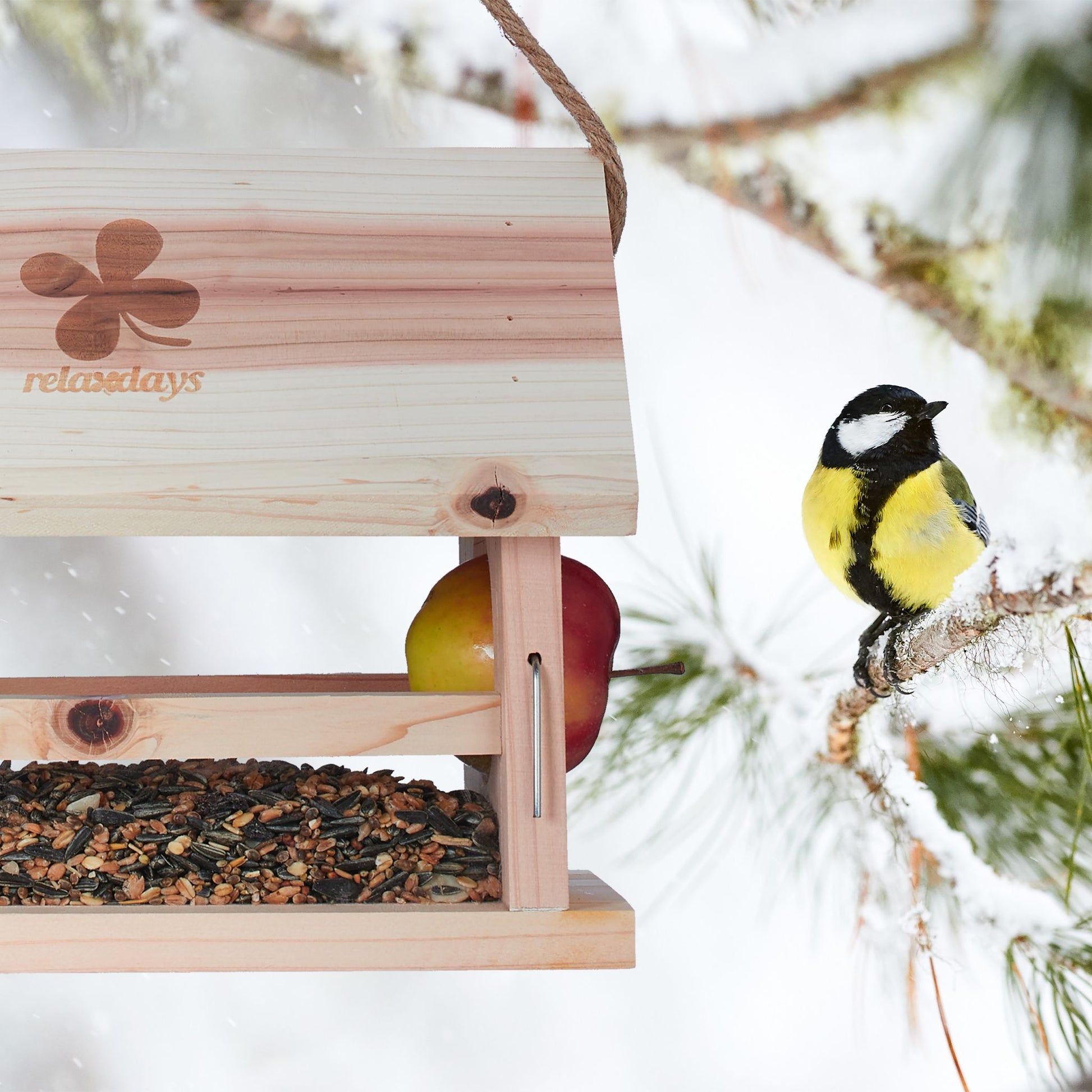 Vogelfutterhaus Naturholz Hellbraun von Relaxdays