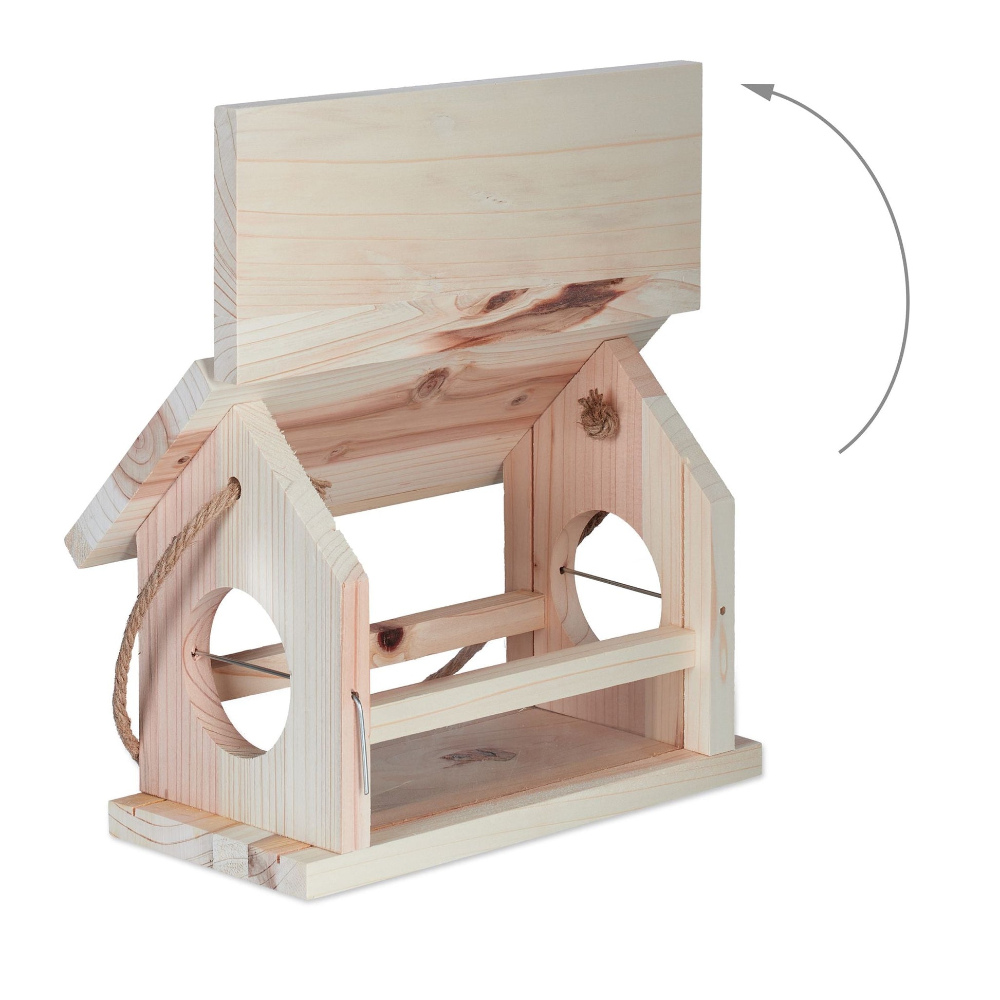 Vogelfutterhaus Naturholz Hellbraun von Relaxdays