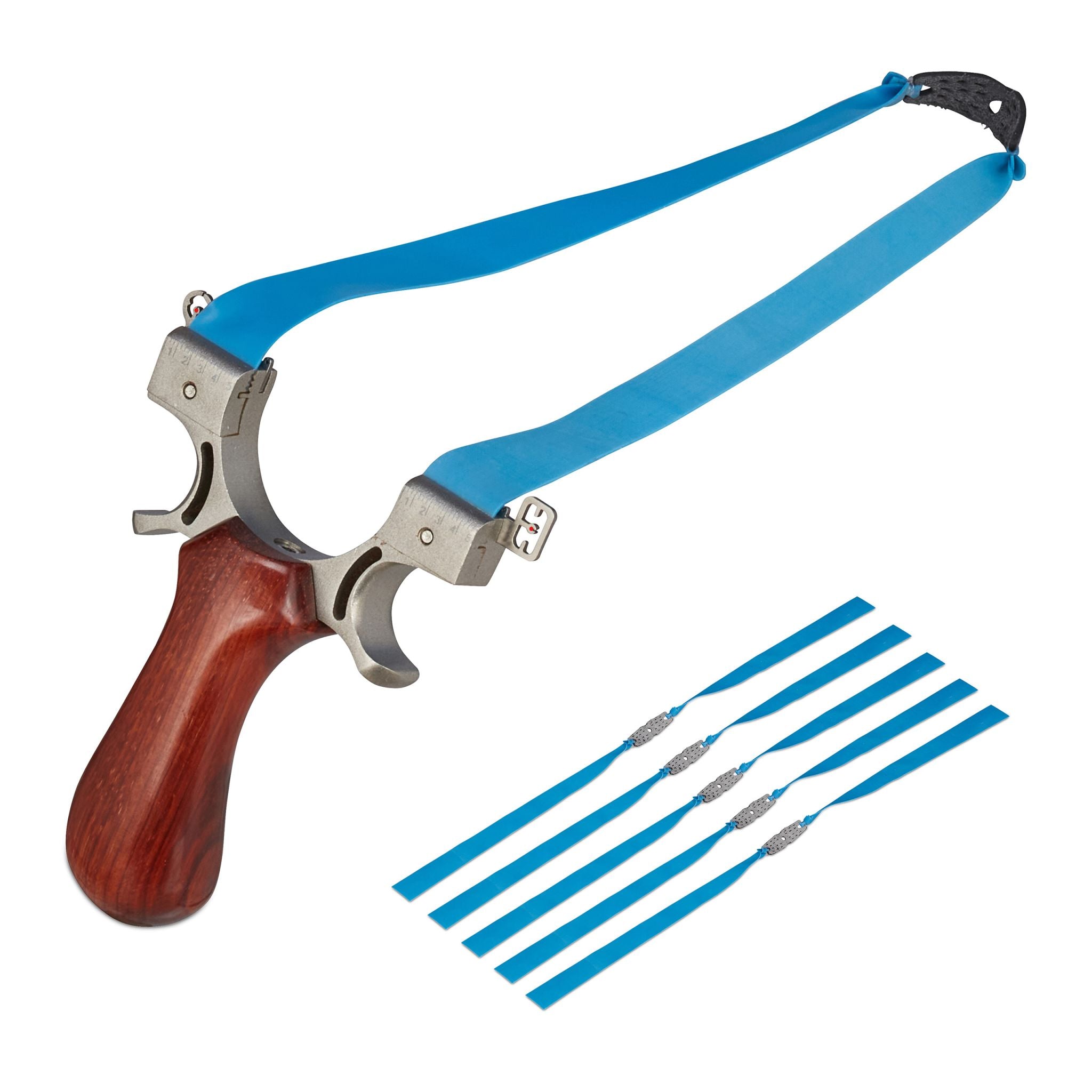 Steinschleuder mit Holzgriff Blau-Braun-Silber von Relaxdays