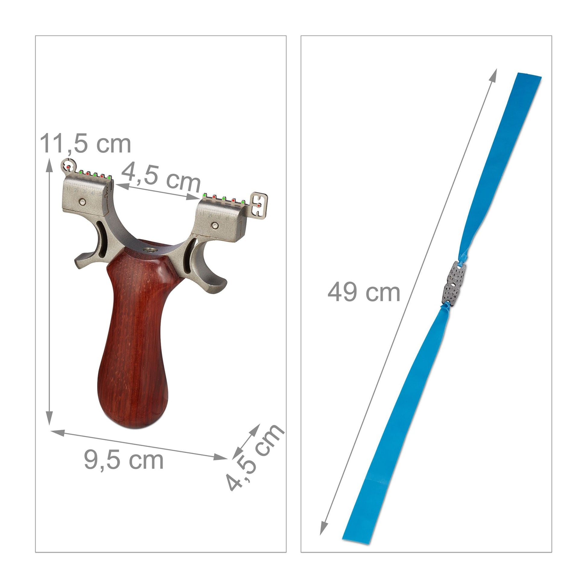 Steinschleuder mit Holzgriff Blau-Braun-Silber von Relaxdays