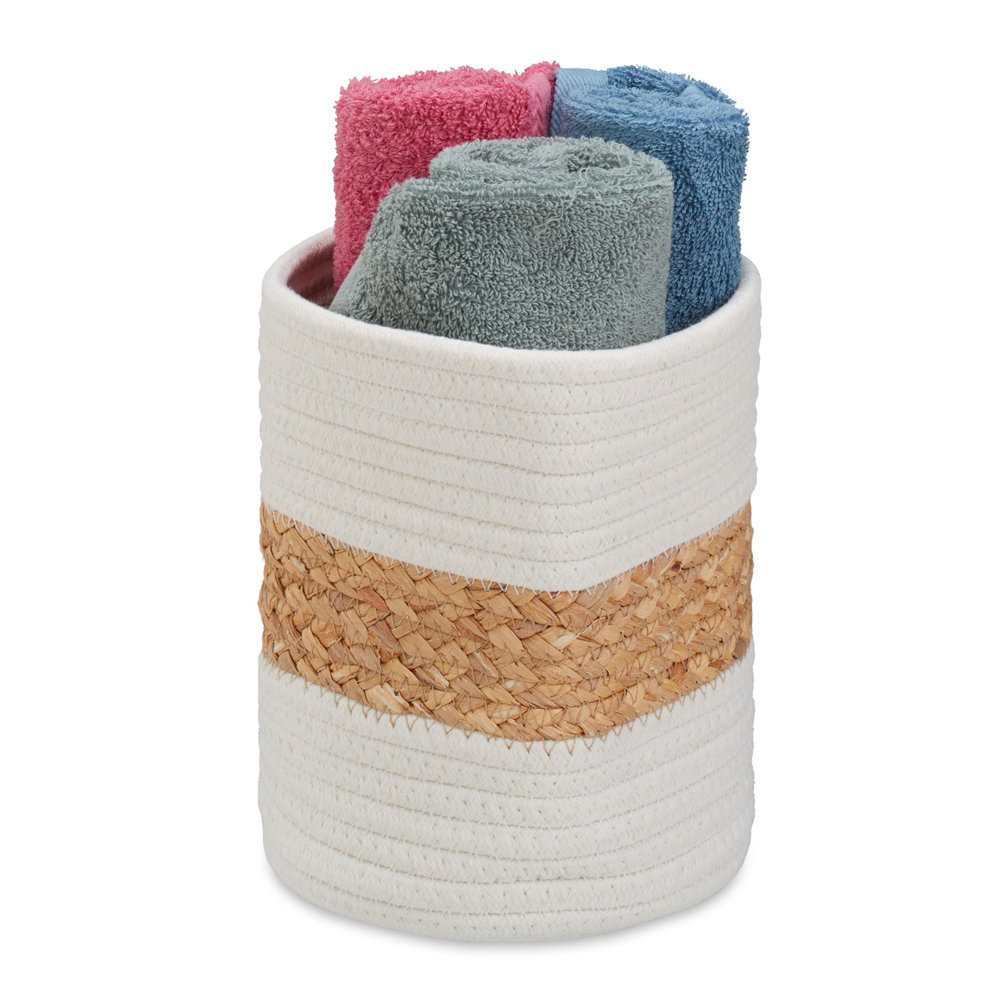 Aufbewahrungskorb Baumwolle Creme-Hellbraun von Relaxdays