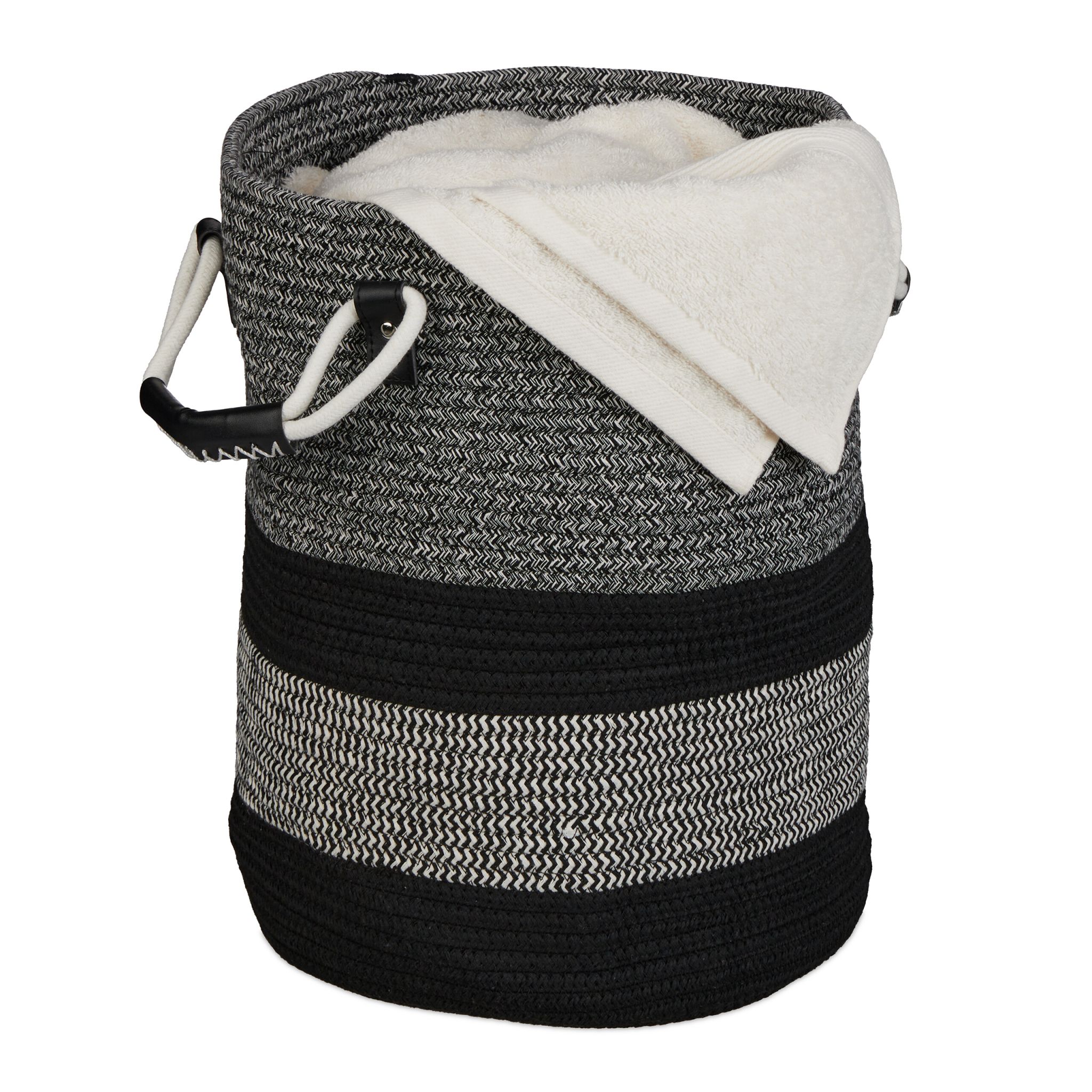 Aufbewahrungskorb Baumwolle Anthrazit-Creme-Schwarz von Relaxdays