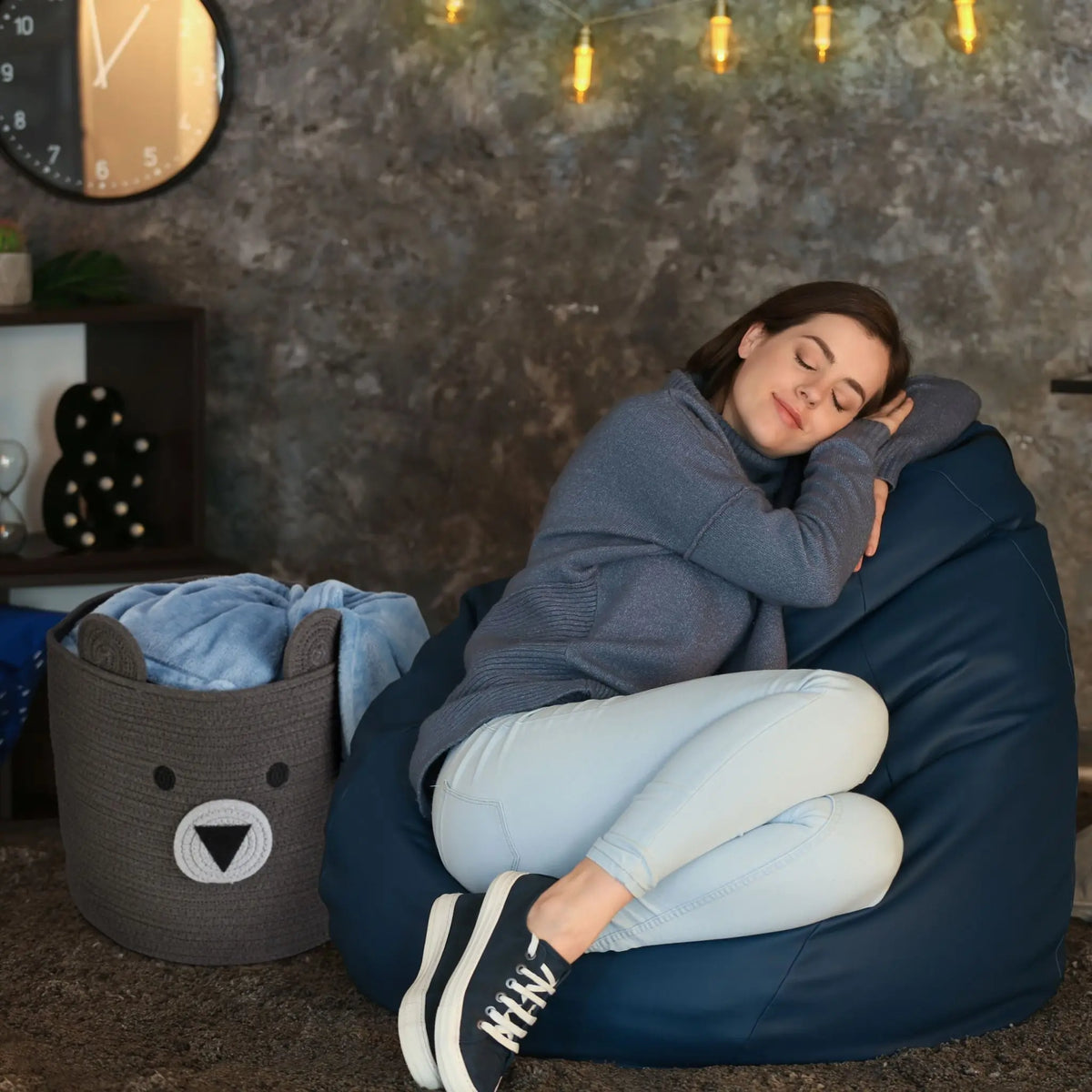 Kinder Aufbewahrungskorb Weiss-Schwarz-Grau von Relaxdays