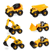 Baustellenfahrzeuge Kinder 6-tlg. Set Gelb-Schwarz-Grau von Relaxdays