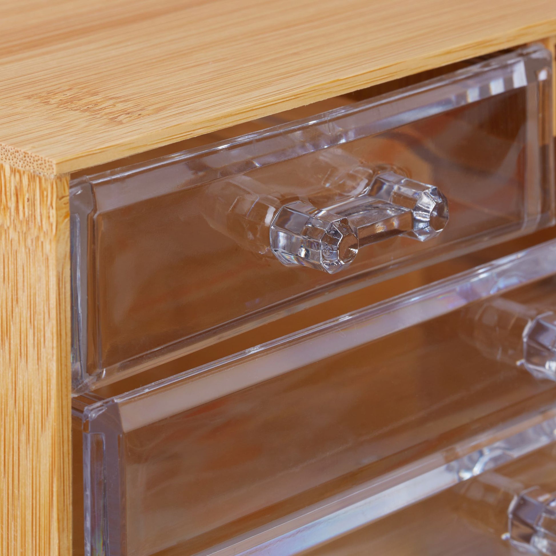 Make Up Organizer mit 4 Schubladen Hellbraun-Transparent von Relaxdays