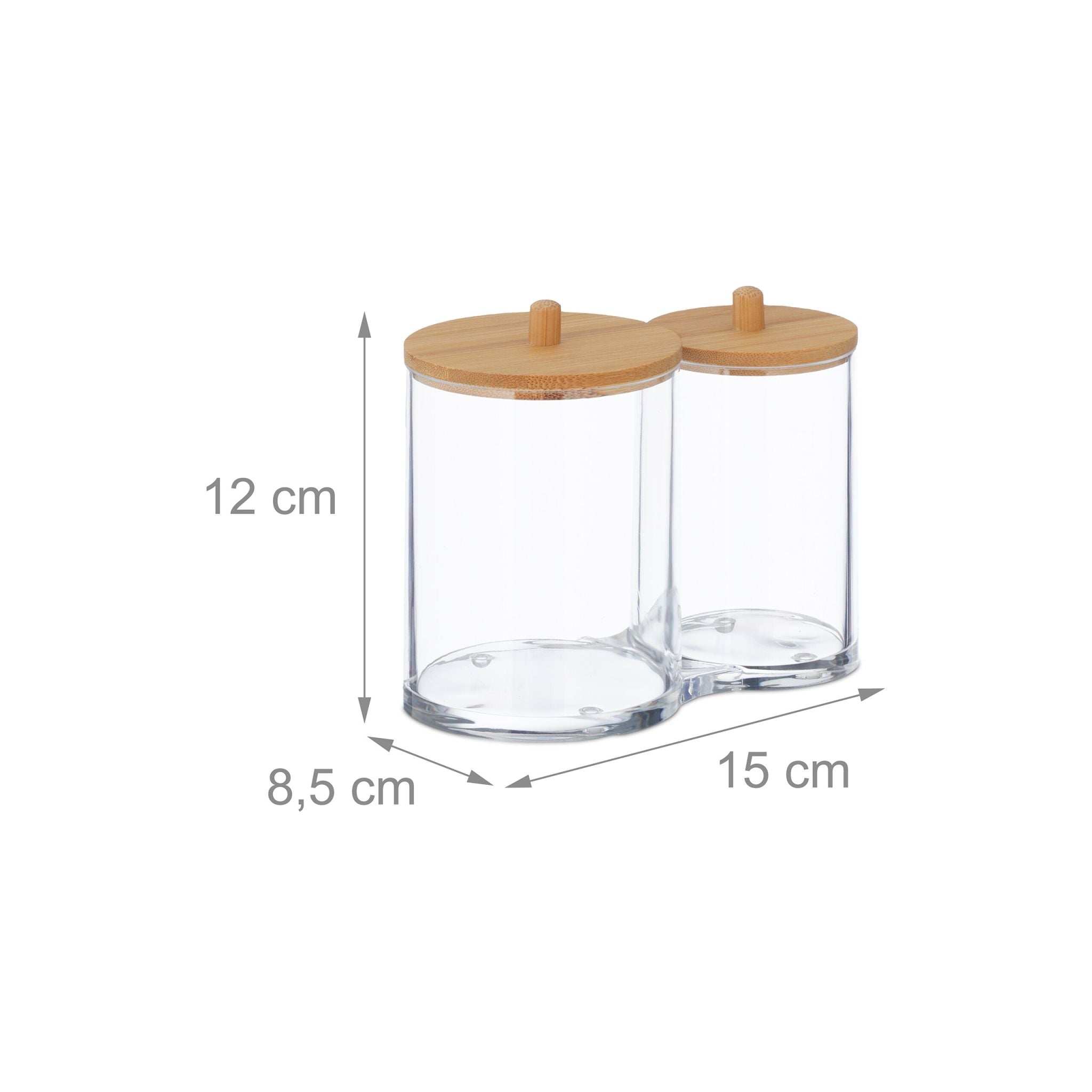 Wattepads- und Wattestäbchen-Behälter Hellbraun-Transparent von Relaxdays