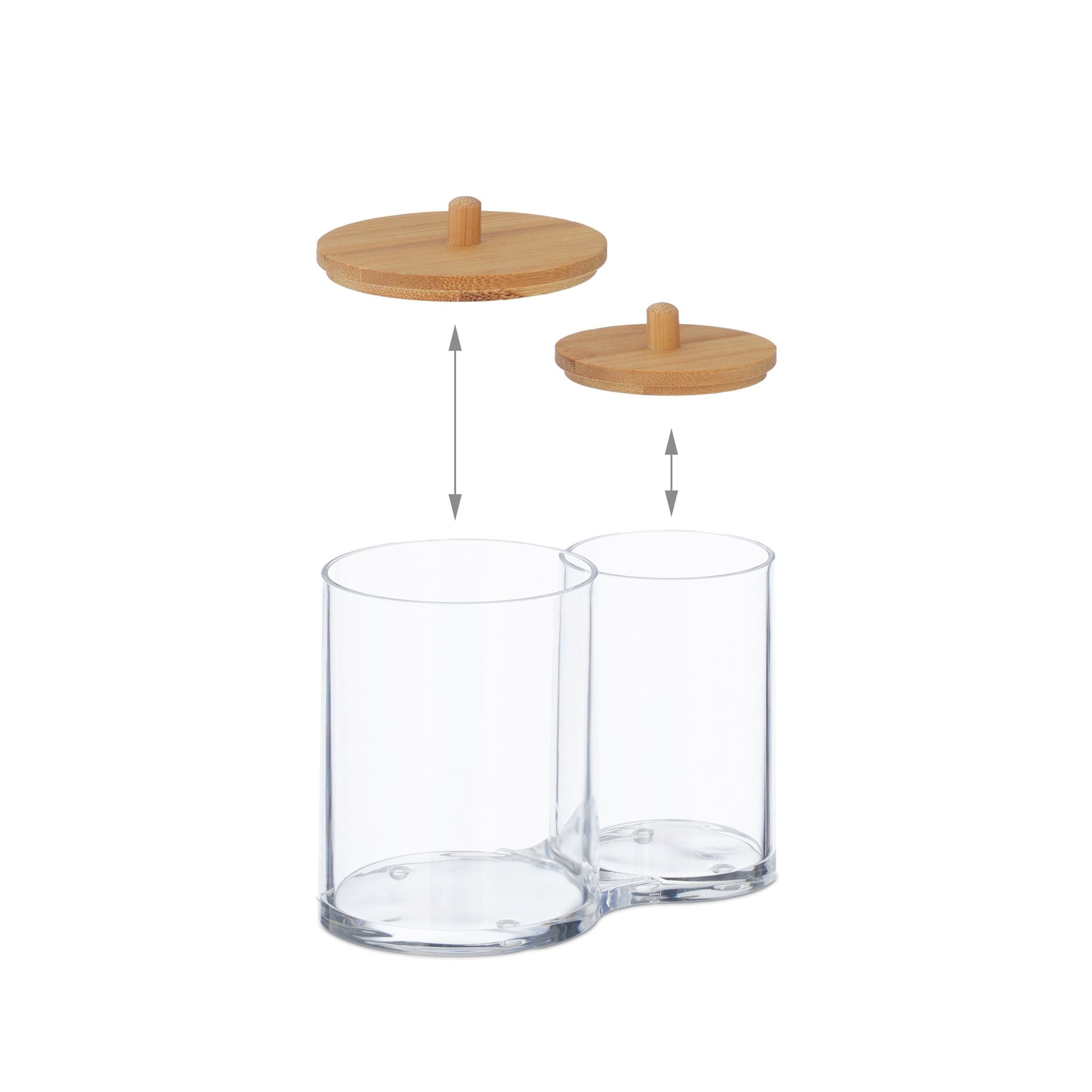 Wattepads- und Wattestäbchen-Behälter Hellbraun-Transparent von Relaxdays