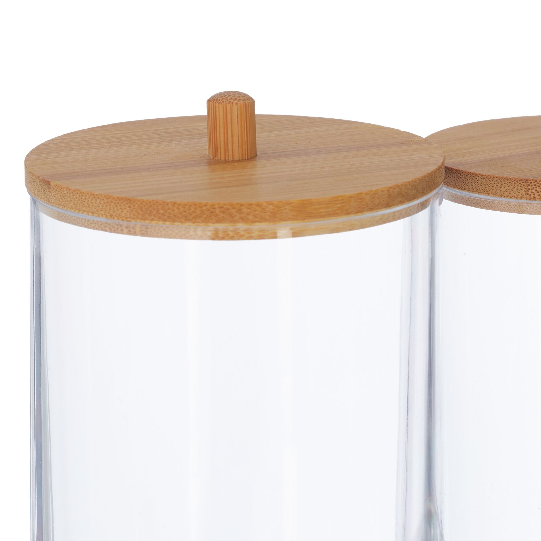 Wattepads- und Wattestäbchen-Behälter Hellbraun-Transparent von Relaxdays