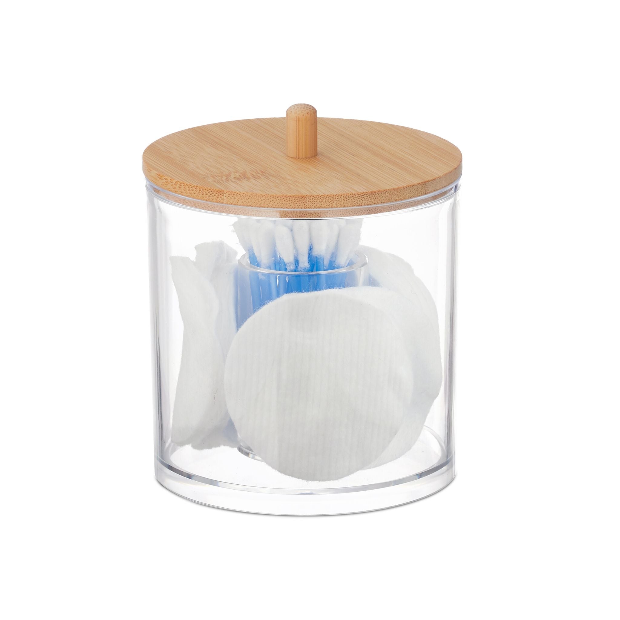 Wattepads- und Wattestäbchen-Behälter Hellbraun-Transparent von Relaxdays