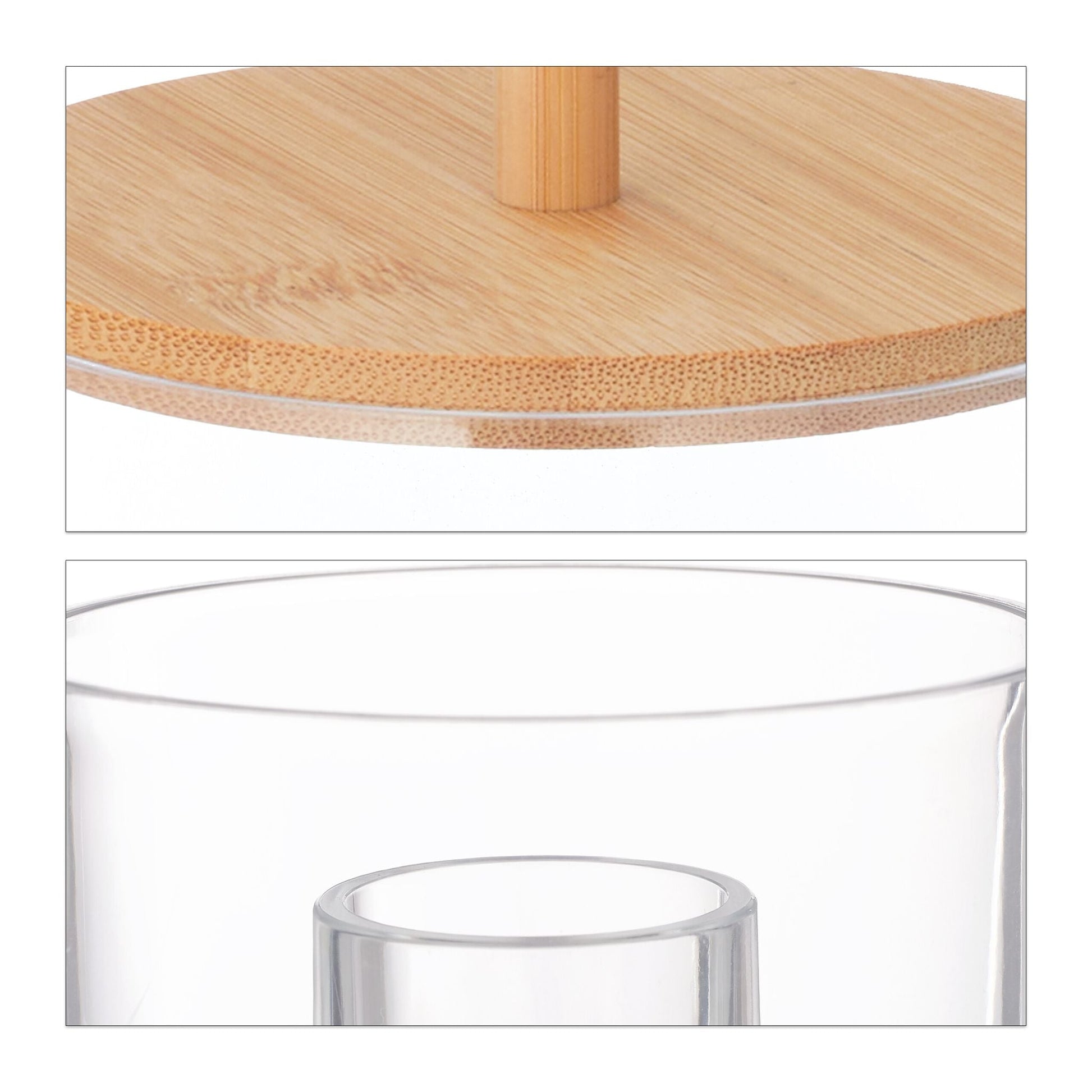 Wattepads- und Wattestäbchen-Behälter Hellbraun-Transparent von Relaxdays