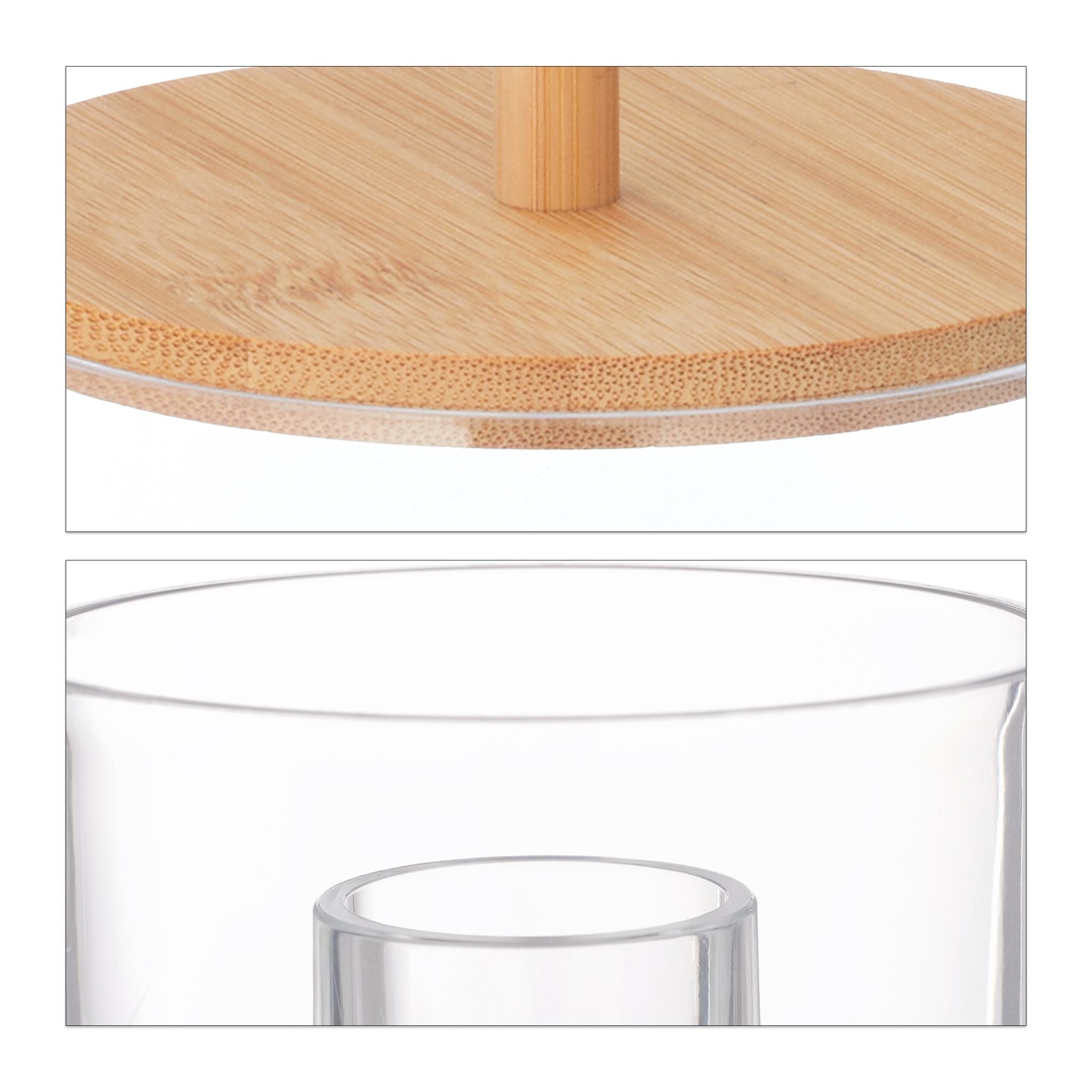 Wattepads- und Wattestäbchen-Behälter Hellbraun-Transparent von Relaxdays