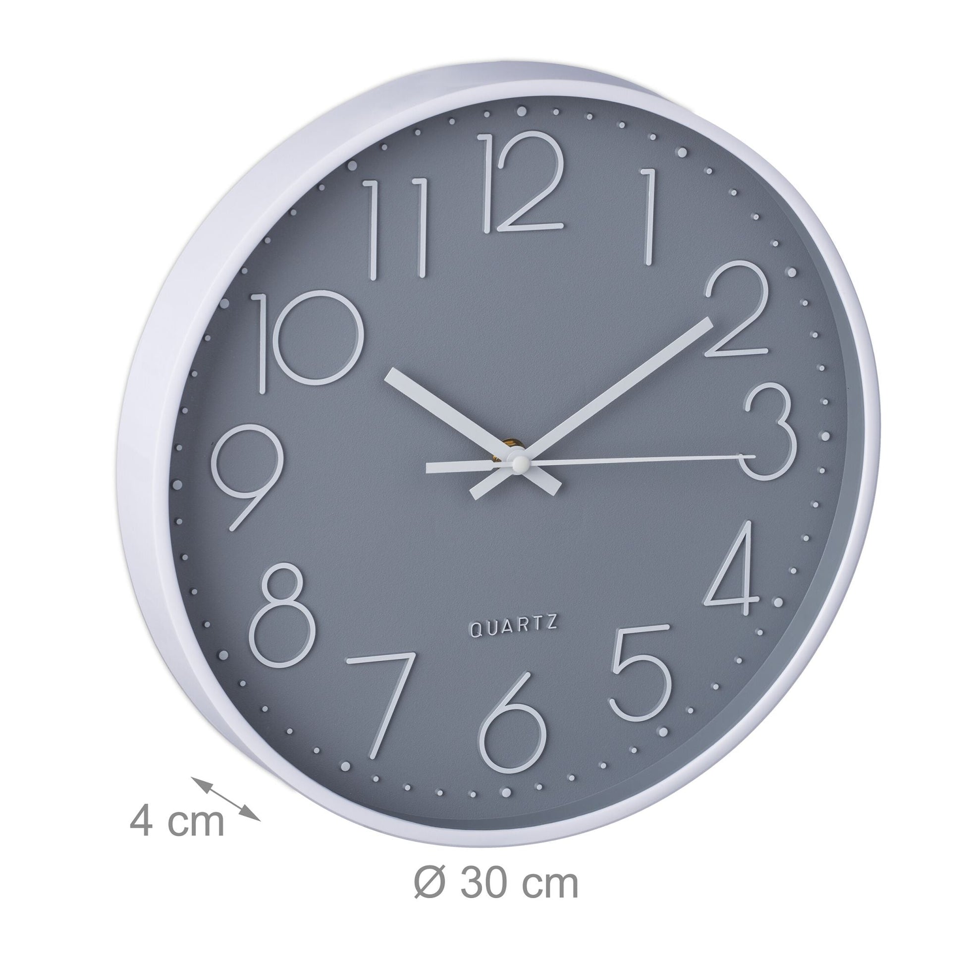 Wanduhr modern Weiss-Silber-Grau von Relaxdays
