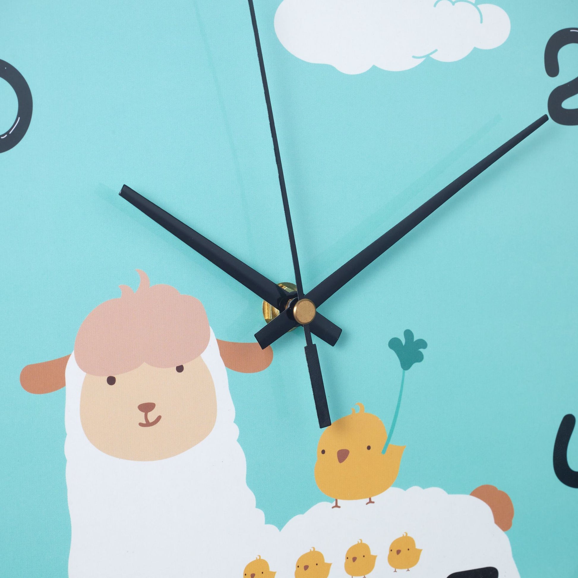 Wanduhr Lama für Kinder Weiss-Schwarz-Türkis von Relaxdays