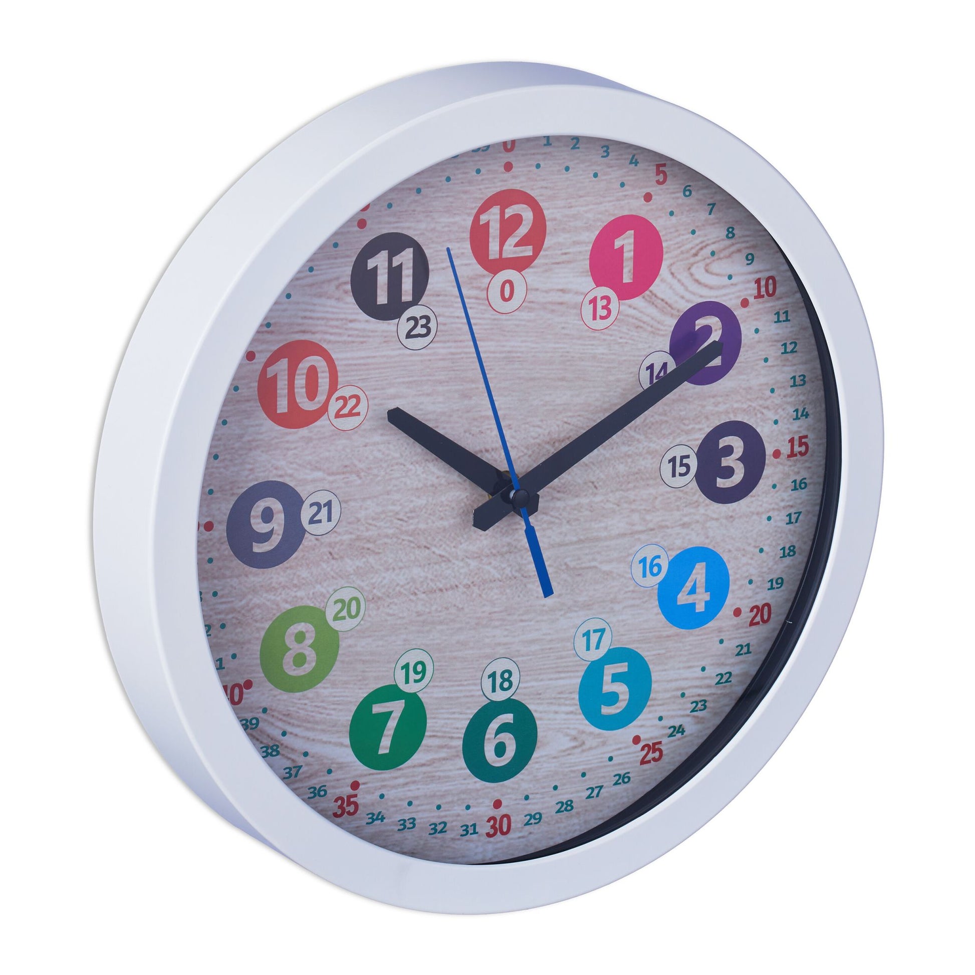 Wanduhr für Kinder Beige-Weiss-Schwarz von Relaxdays