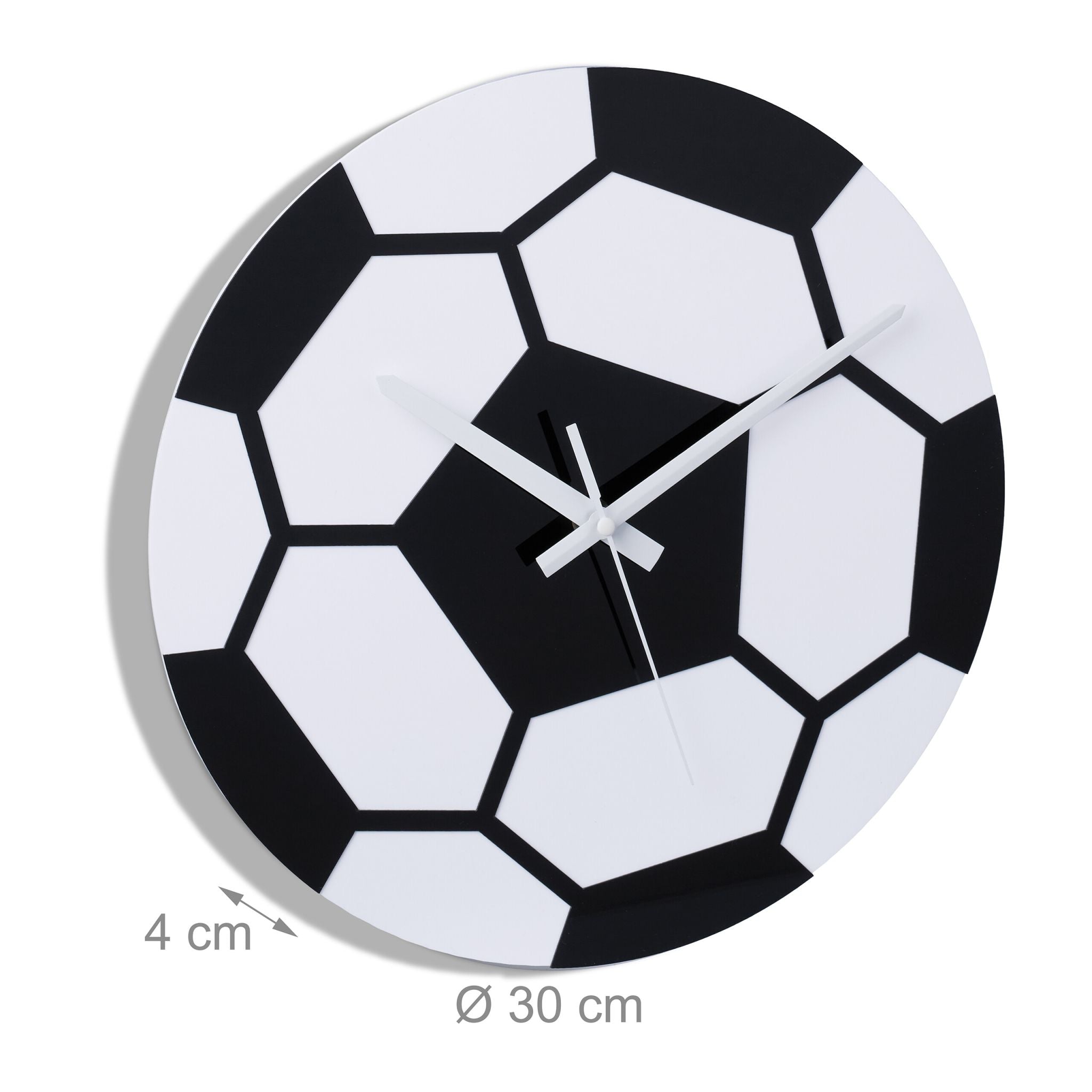Wanduhr Fussball Weiss-Schwarz von Relaxdays