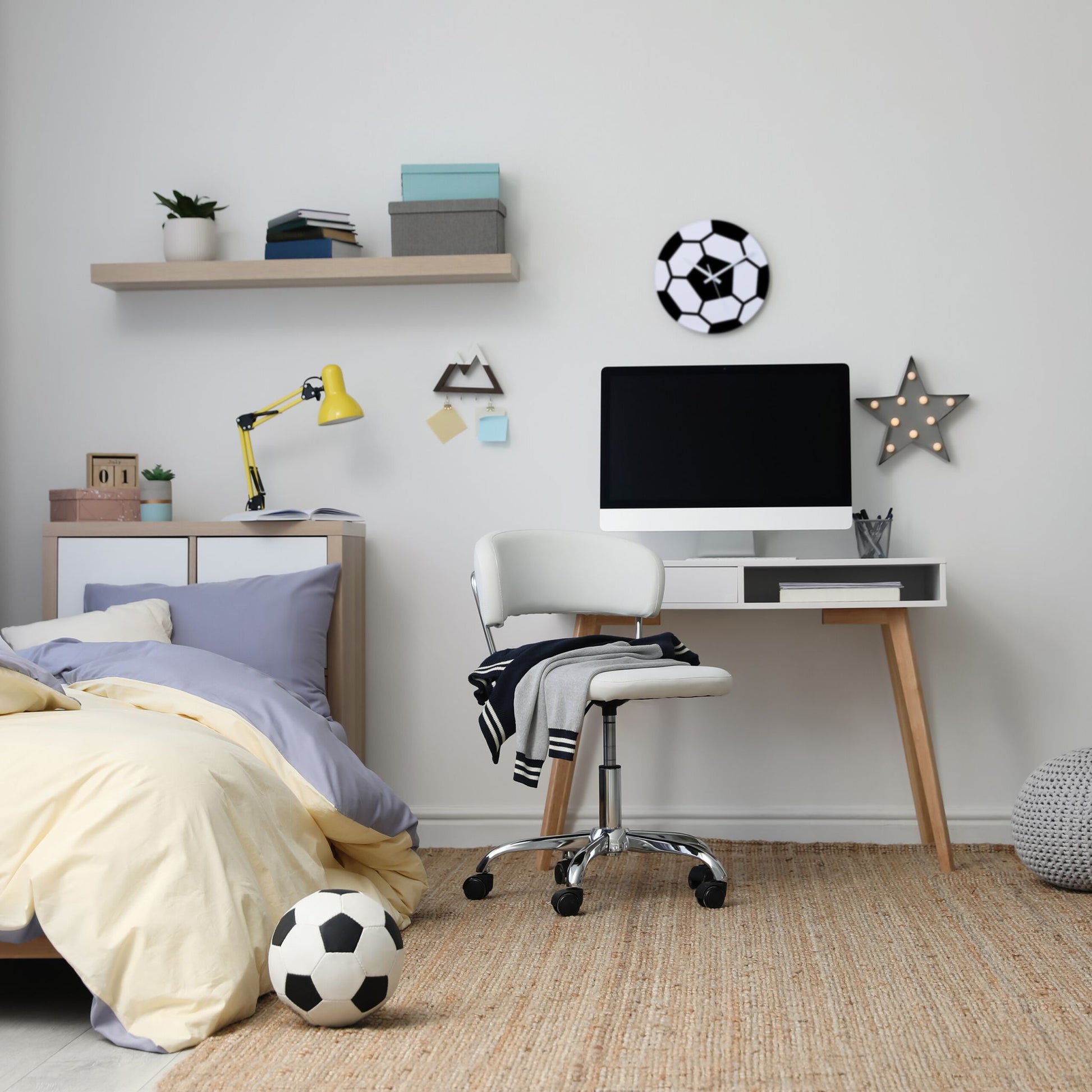 Wanduhr Fussball Weiss-Schwarz von Relaxdays