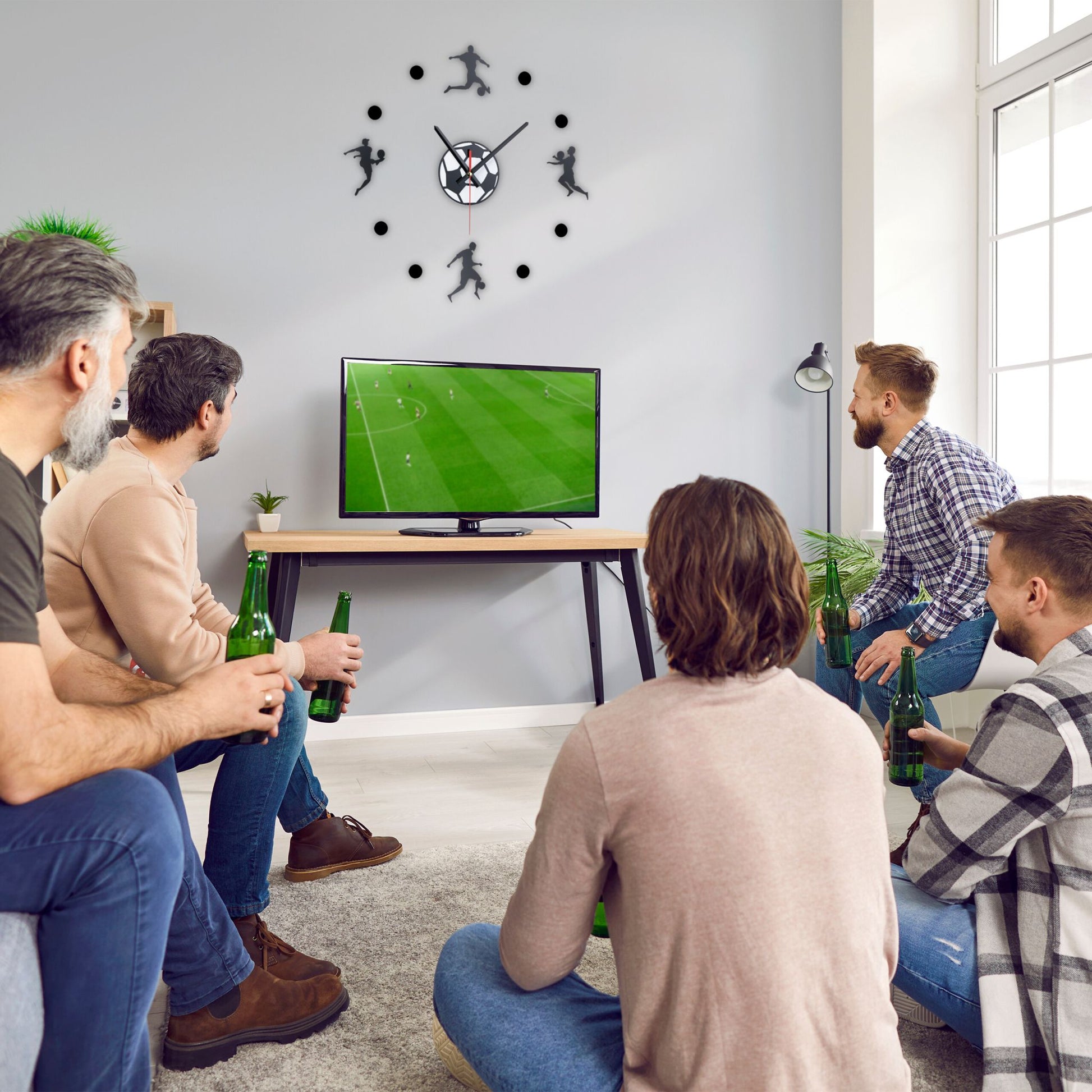DIY Wanduhr Fussball Weiss-Schwarz von Relaxdays