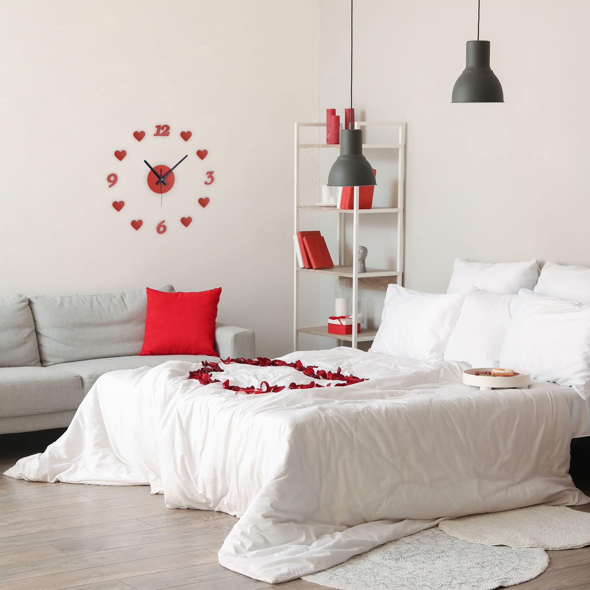 DIY Wanduhr Herzen Rot-Schwarz von Relaxdays