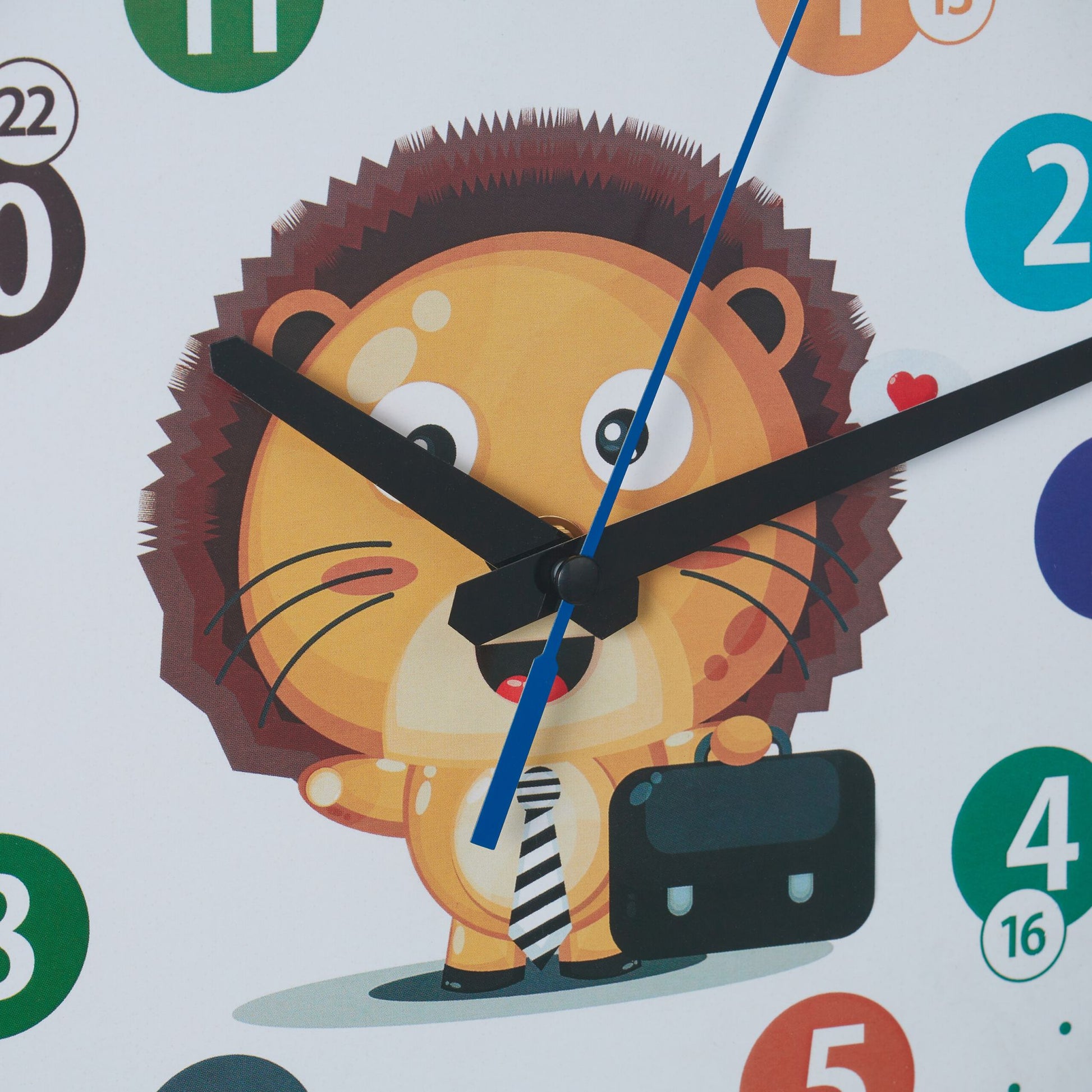 Kinder Wanduhr Löwe Weiss-Gelb-Schwarz von Relaxdays