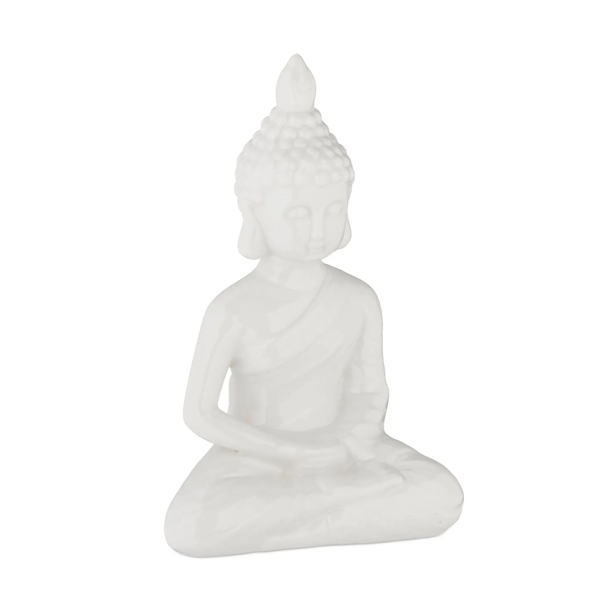 Buddha Figur 17cm Weiss von Relaxdays