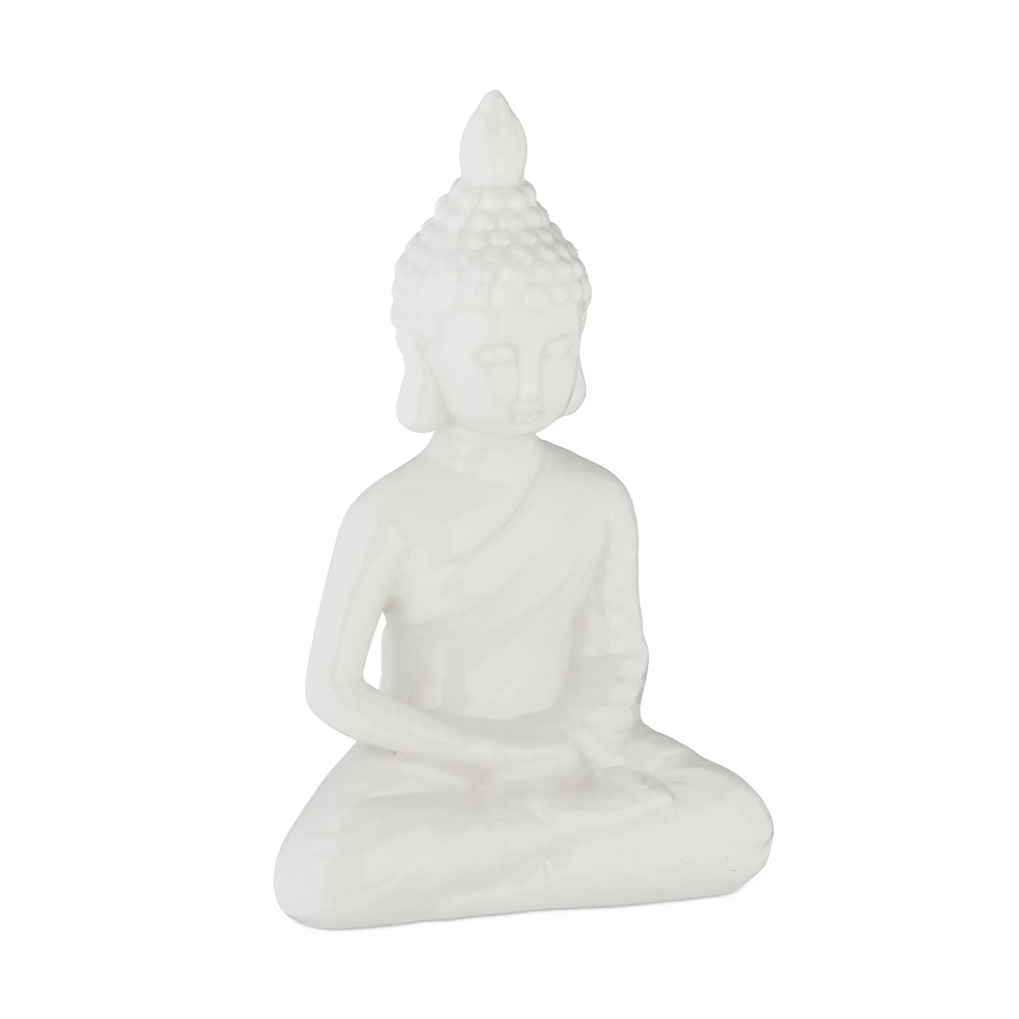 Buddha Figur 17cm Weiss von Relaxdays