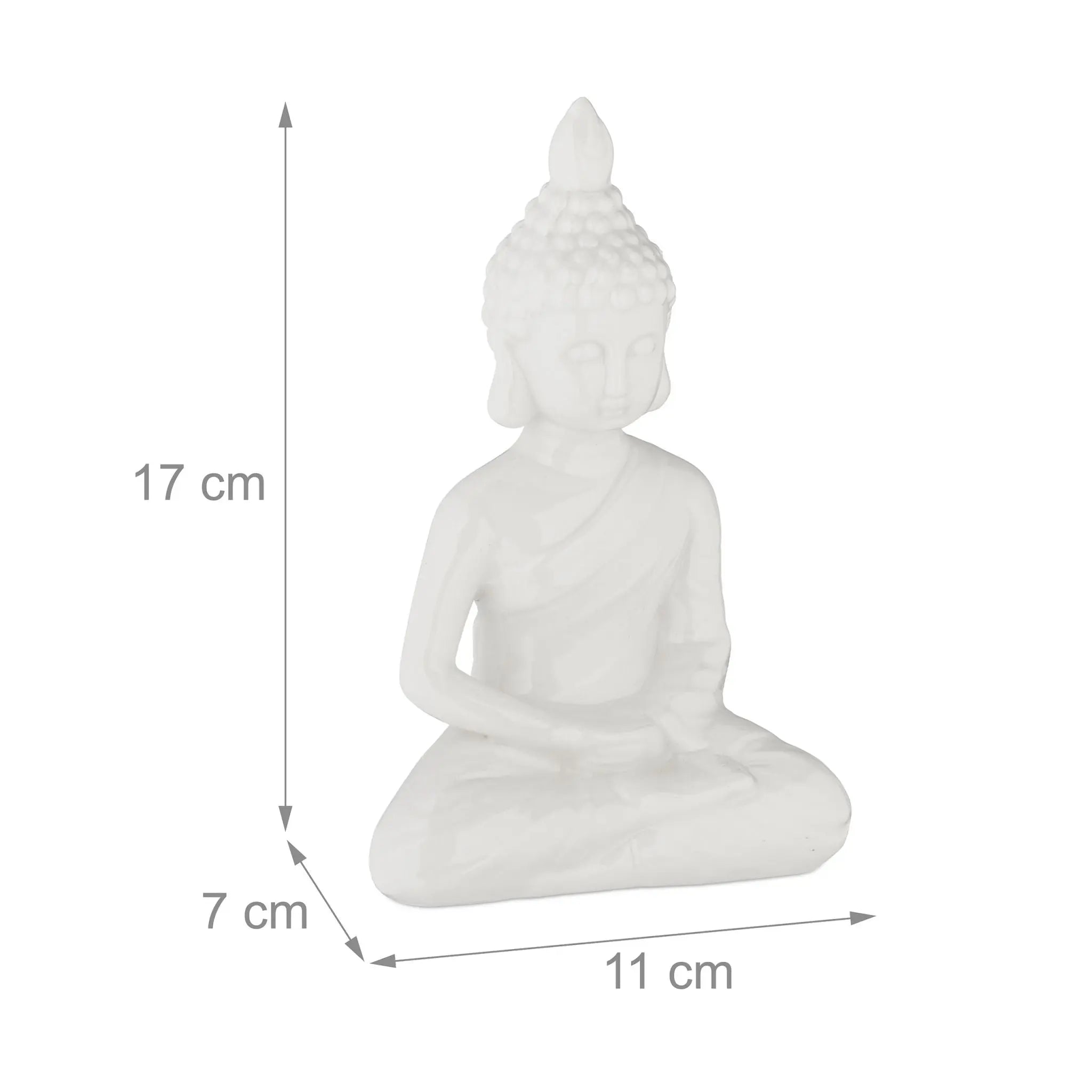 Buddha Figur 17cm Weiss von Relaxdays